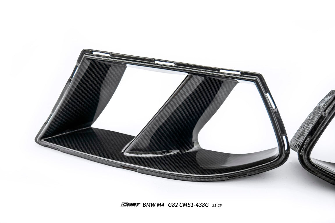 BMW M3CS M3C M3 G80 G81 2021-ON & M4CS M4C M4 G82 G83 2021-ON with Aftermarket Parts - Front Bumper Vent Valences Trim Dry Pre-preg Carbon Fiber / FRP from CMST Tuning