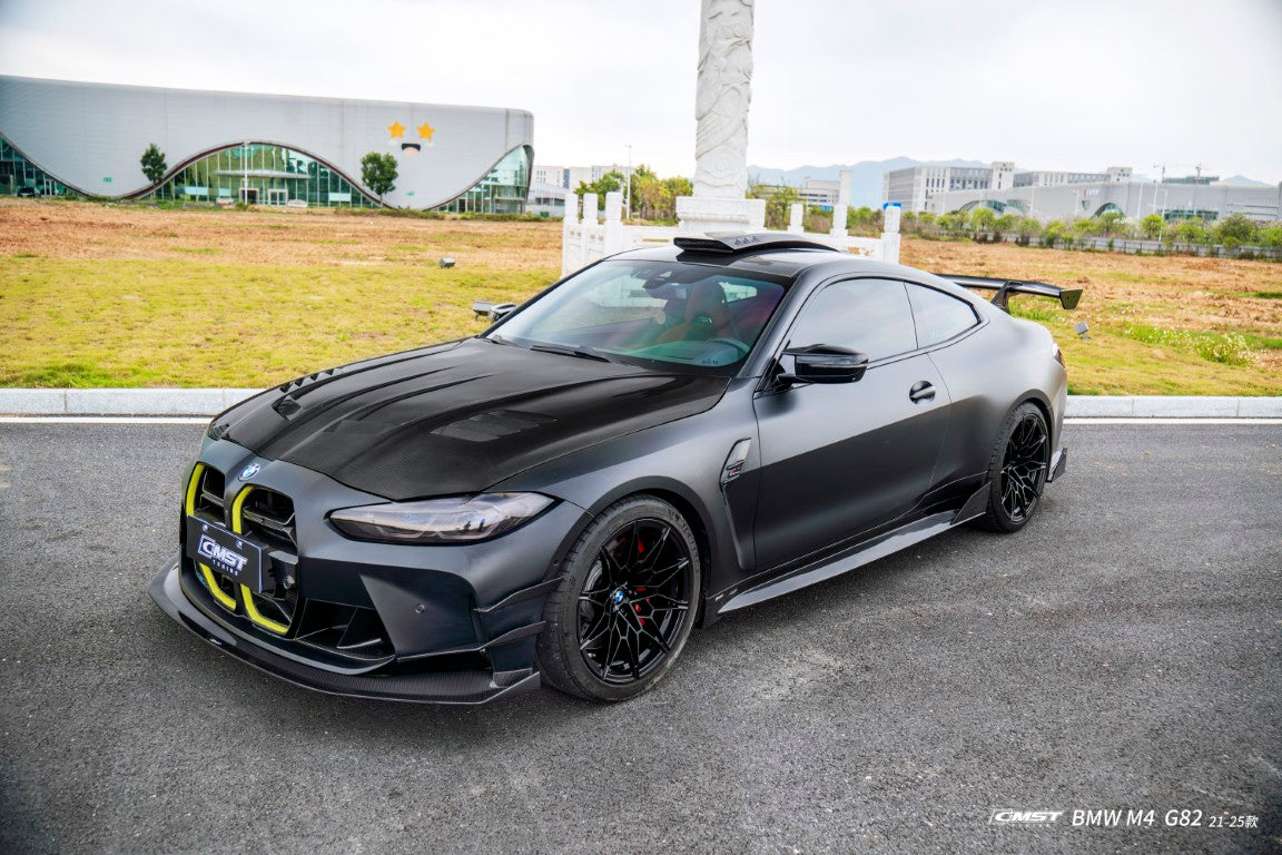 BMW M3CS M3C M3 G80 G81 2021-ON &  M4CS M4C M4 G82 G83 2021-ON with Aftermarket Parts - V2 Style Front Canards Dry Pre-preg Carbon Fiber / FRP from CMST Tuning