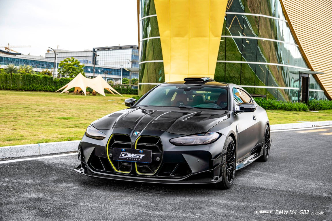 BMW M3CS M3C M3 G80 G81 2021-ON &  M4CS M4C M4 G82 G83 2021-ON with Aftermarket Parts - V2 Style Front Canards Dry Pre-preg Carbon Fiber / FRP from CMST Tuning