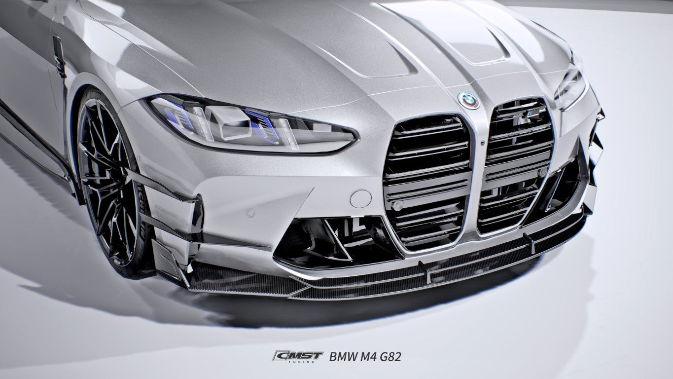 BMW M3CS M3C M3 G80 G81 2021-ON &  M4CS M4C M4 G82 G83 2021-ON with Aftermarket Parts - V2 Style Front Canards Dry Pre-preg Carbon Fiber / FRP from CMST Tuning