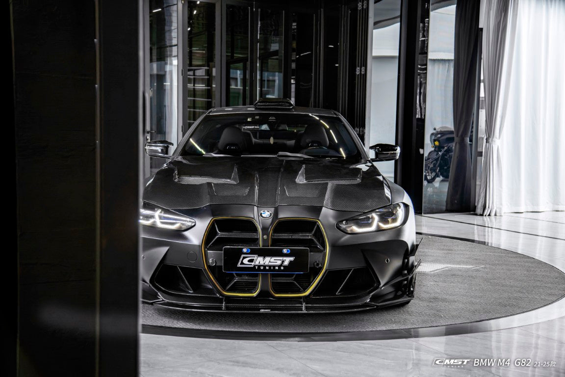 BMW M3CS M3C M3 G80 G81 2021-ON & M4CS M4C M4 G82 G83 2021-ON with Aftermarket Parts - V3 Style Hood Dry Pre-preg Carbon Fiber / FRP from CMST Tuning