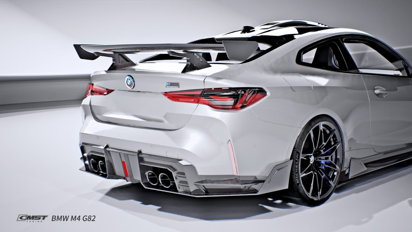 BMW M3CS M3C M3 G80 G81 2021-ON & M4CS M4C M4 G82 G83 2021-ON with Aftermarket Parts - V2 Style Rear Diffuser & Canards Dry Pre-preg Carbon Fiber / FRP from CMST Tuning