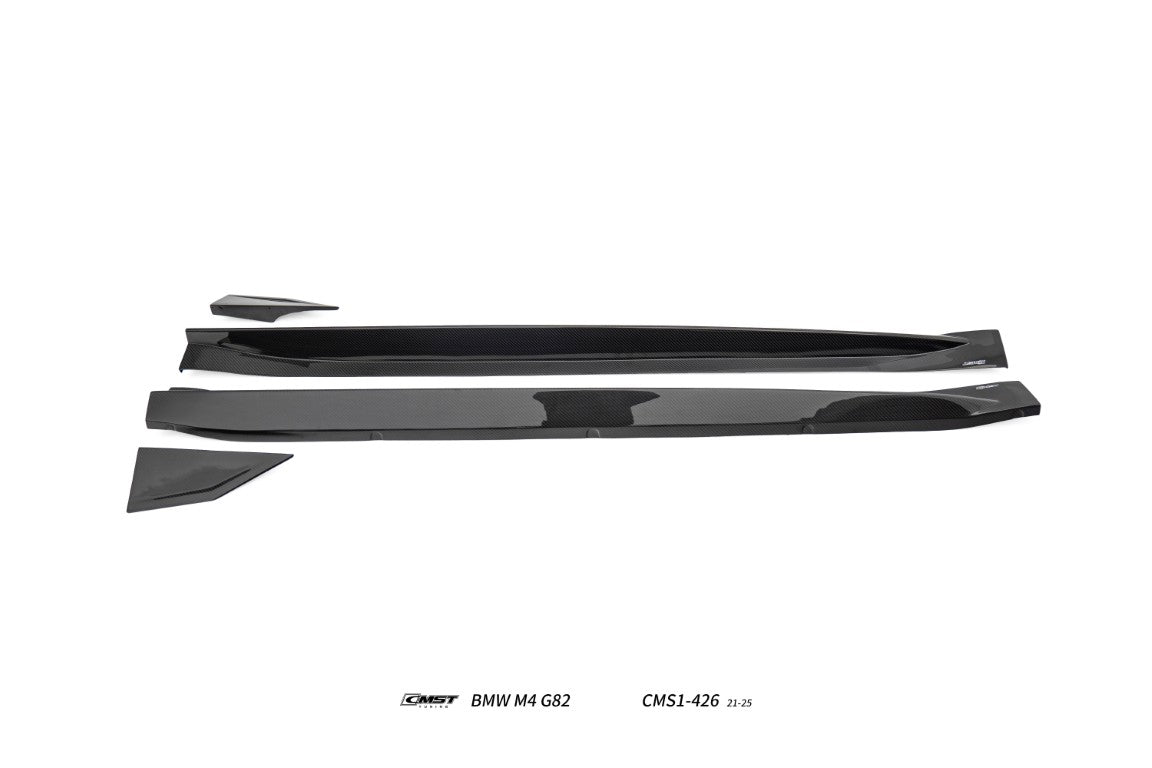 BMW M4CS M4C M4 G82 G83 2021-ON with Aftermarket Parts - V2 Style Side Skirts Dry Pre-preg Carbon Fiber / FRP from CMST Tuning
