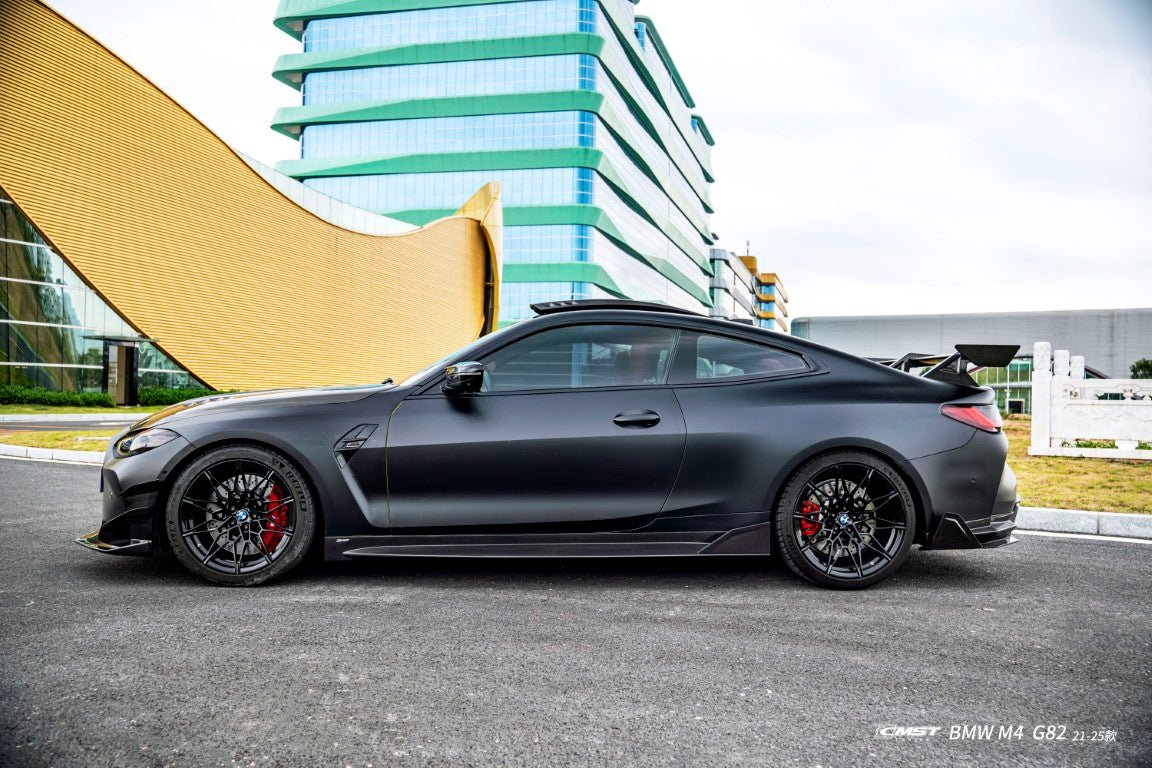 BMW M4CS M4C M4 G82 G83 2021-ON with Aftermarket Parts - V2 Style Side Skirts Dry Pre-preg Carbon Fiber / FRP from CMST Tuning