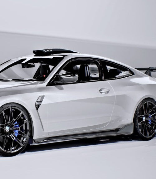 BMW M4CS M4C M4 G82 G83 2021-ON with Aftermarket Parts - V2 Style Side Skirts Dry Pre-preg Carbon Fiber / FRP from CMST Tuning