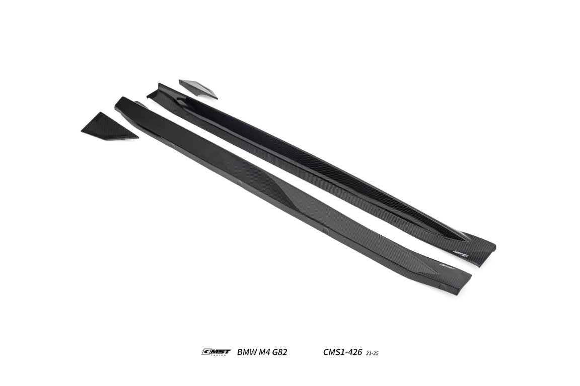 BMW M4CS M4C M4 G82 G83 2021-ON with Aftermarket Parts - V2 Style Side Skirts Dry Pre-preg Carbon Fiber / FRP from CMST Tuning