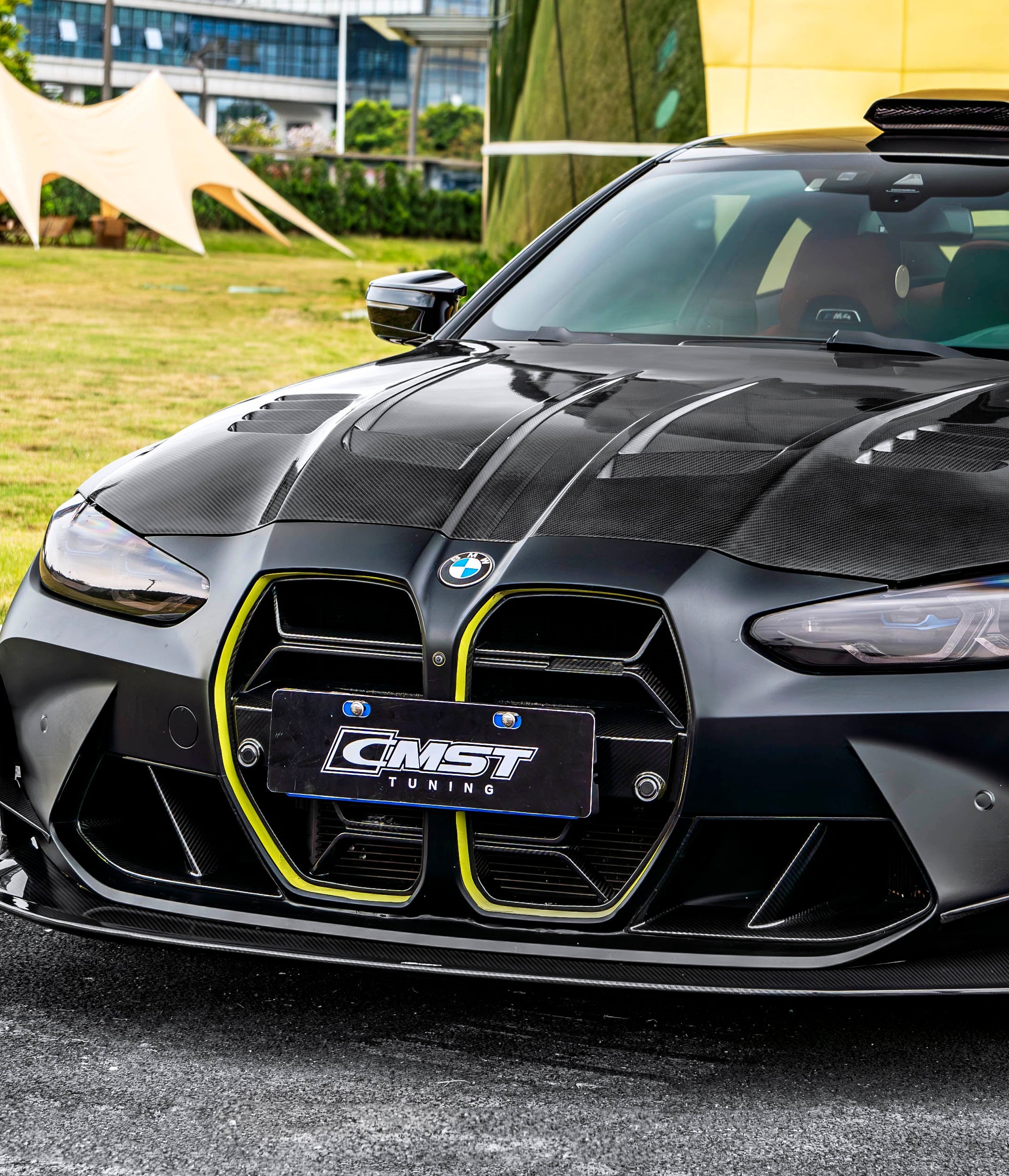 BMW M3CS M3C M3 G80 G81 2021-ON & M4CS M4C M4 G82 G83 2021-ON with Aftermarket Parts - Front Bumper Vent Valences Trim Dry Pre-preg Carbon Fiber / FRP from CMST Tuning