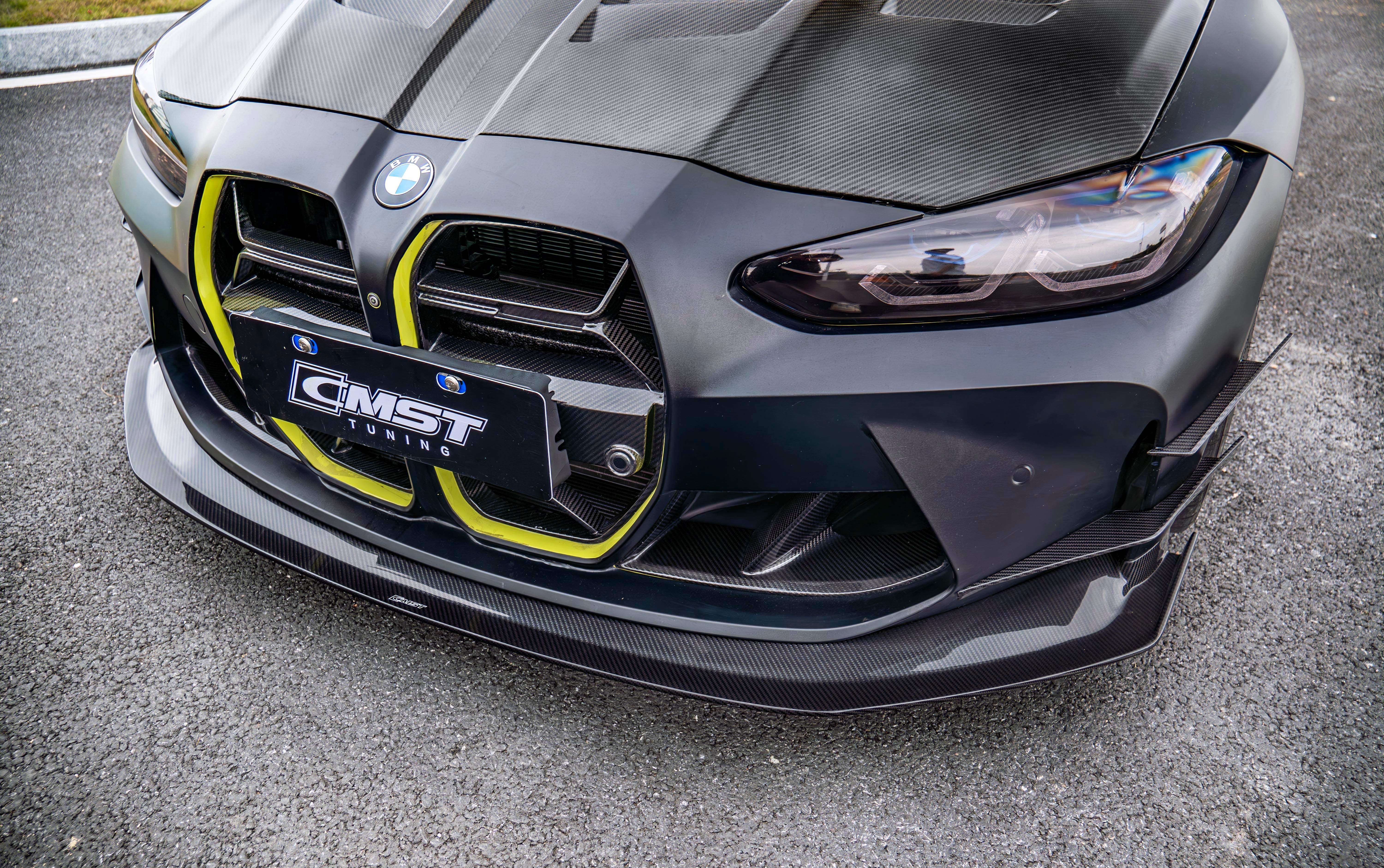 BMW M3CS M3C M3 G80 G81 2021-ON & M4CS M4C M4 G82 G83 2021-ON with CMST Tuning's Aftermarket Parts - Front Lip V3 Style Dry Pre-preg Carbon Fiber / FRP. A complete transformation of style and performance.