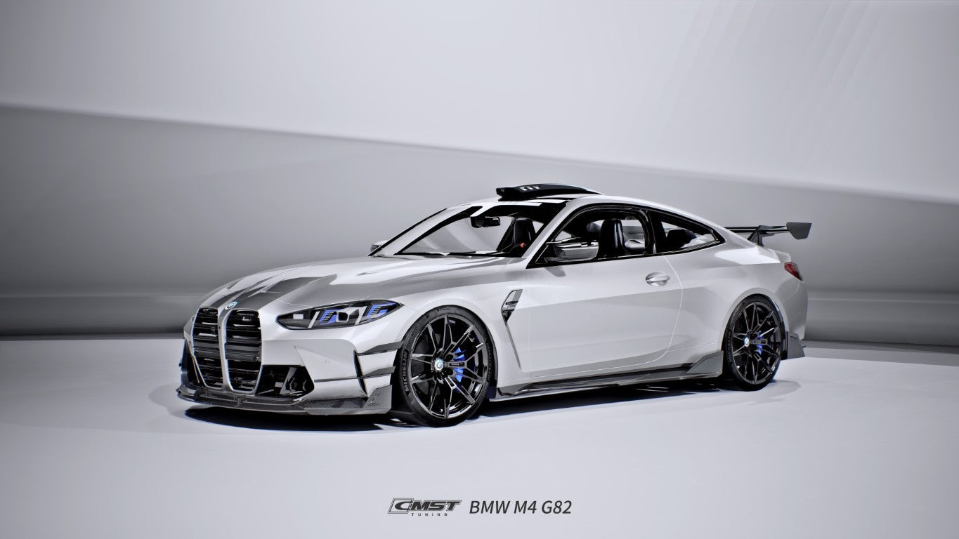 BMW M3CS M3C M3 G80 G81 2021-ON & M4CS M4C M4 G82 G83 2021-ON with Aftermarket Parts - V2 Style Front Lip Dry Pre-preg Carbon Fiber / FRP from CMST Tuning