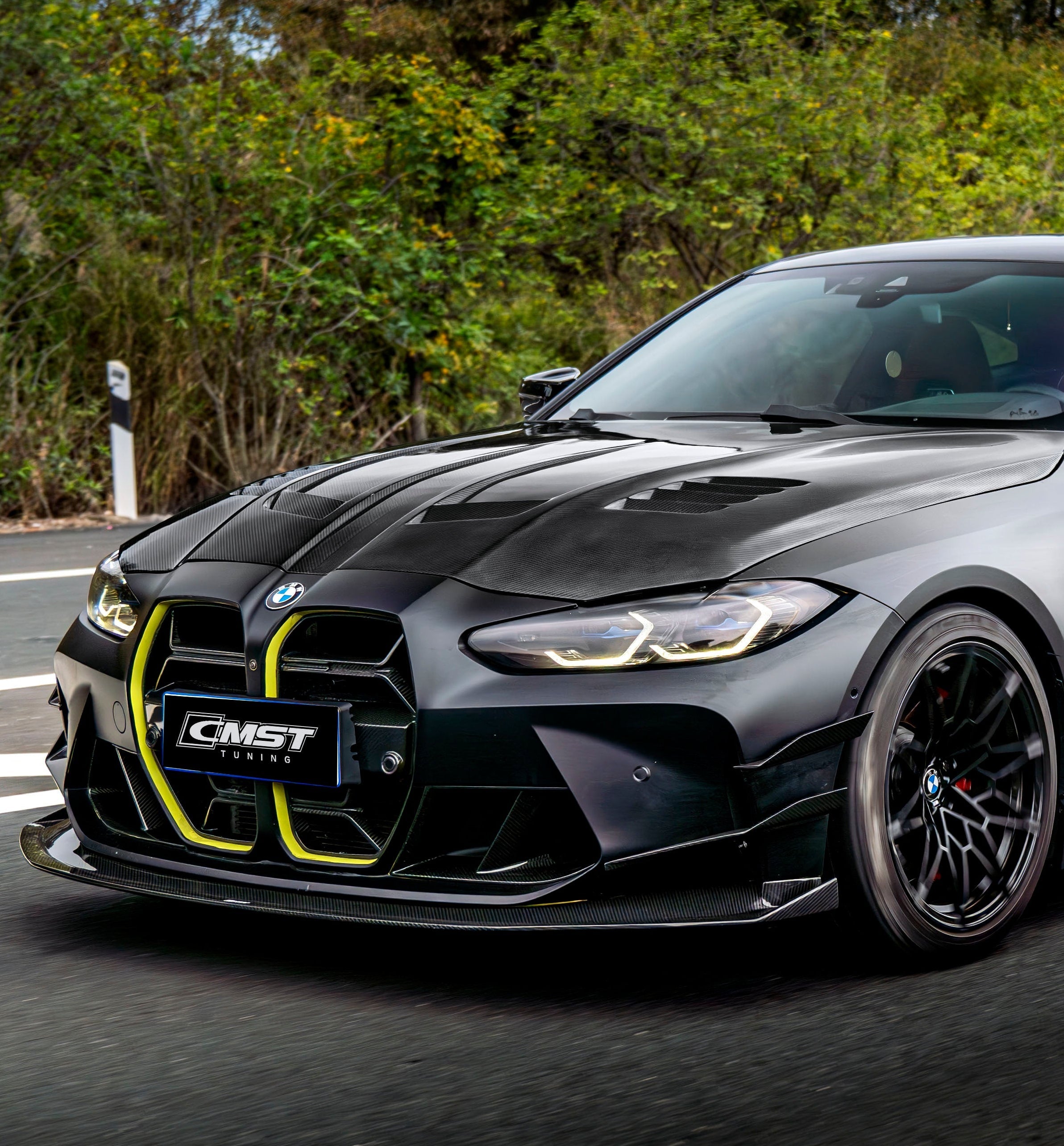 BMW M3CS M3C M3 G80 G81 2021-ON & M4CS M4C M4 G82 G83 2021-ON with CMST Tuning's Aftermarket Parts - Front Lip V3 Style Dry Pre-preg Carbon Fiber / FRP. A complete transformation of style and performance.