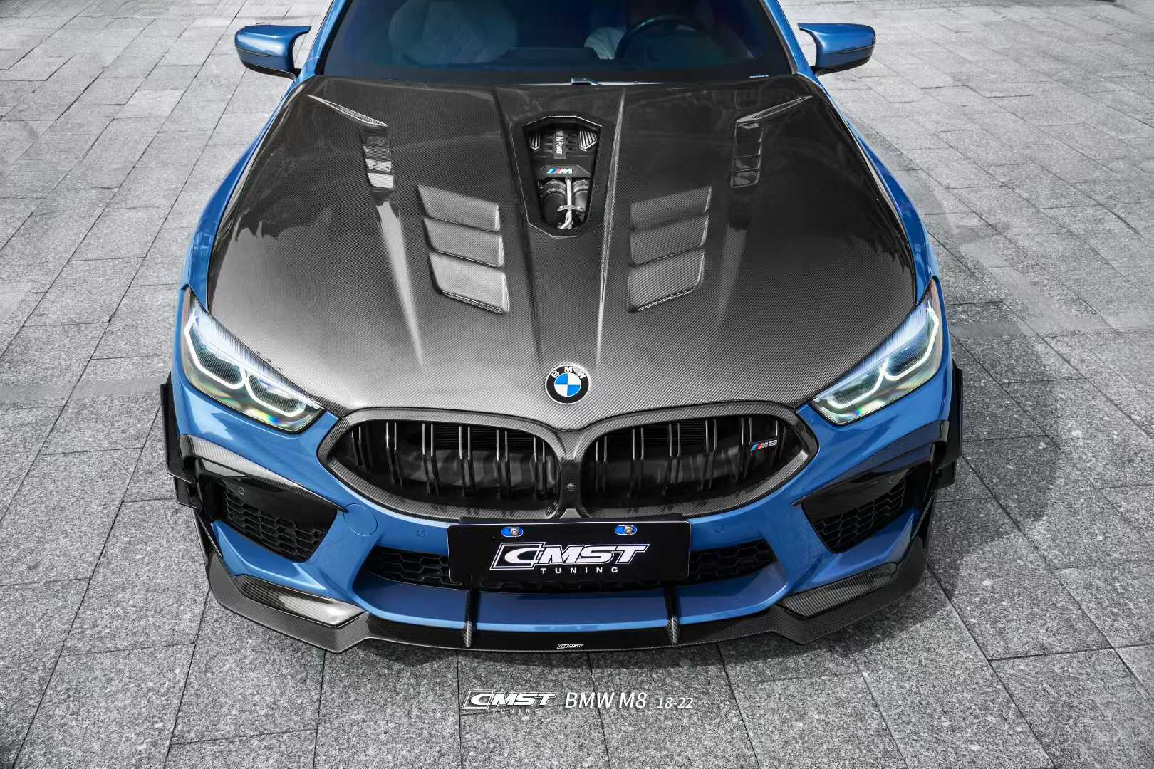 BMW M8 M8C F91 F92 F93 2019-ON with Aftermarket Parts - Front Bumper Canards Dry Pre-preg Carbon Fiber / FRP from CMST Tuning