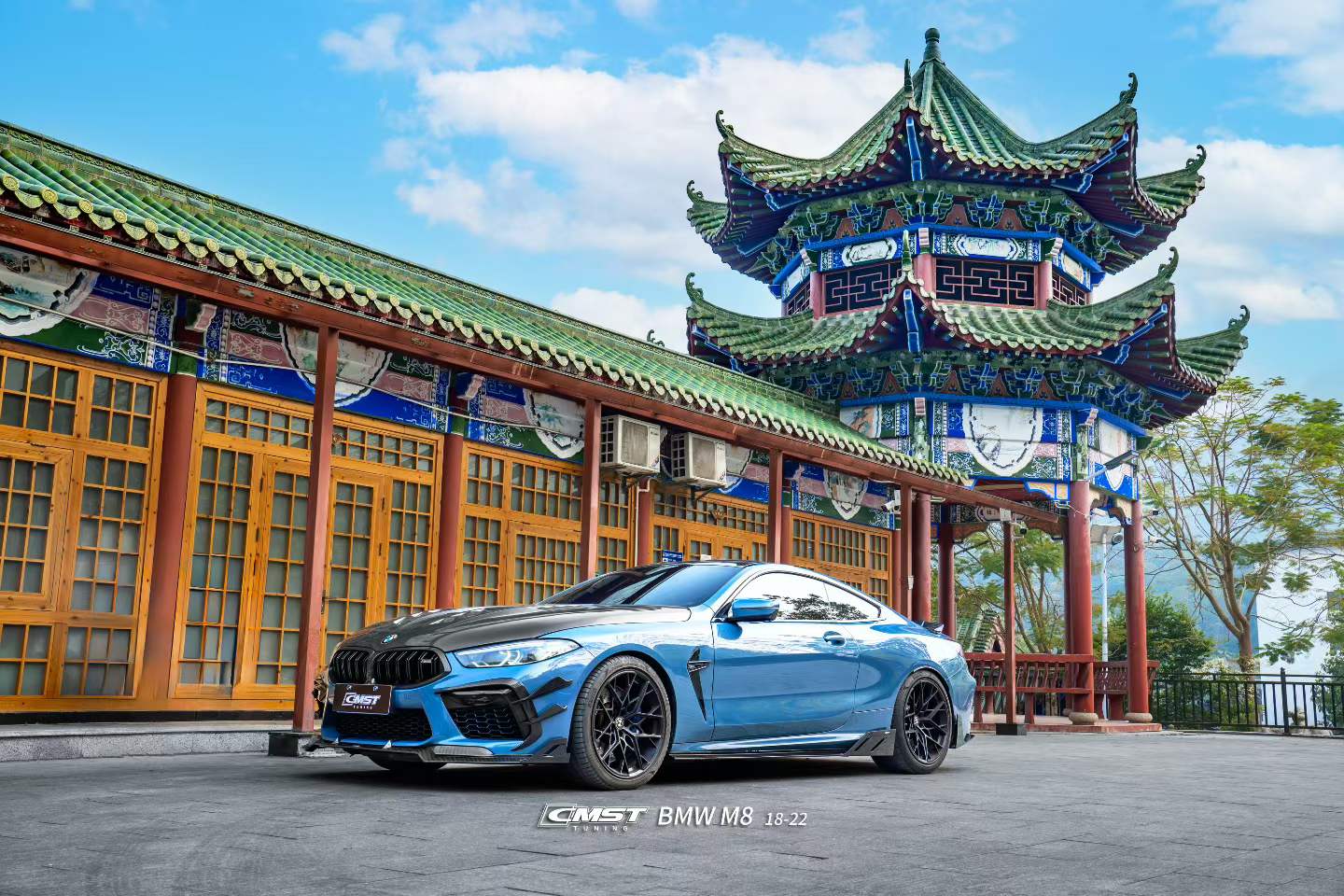 BMW M8 M8C F91 F92 F93 2019-ON with Aftermarket Parts - Front Bumper Canards Dry Pre-preg Carbon Fiber / FRP from CMST Tuning