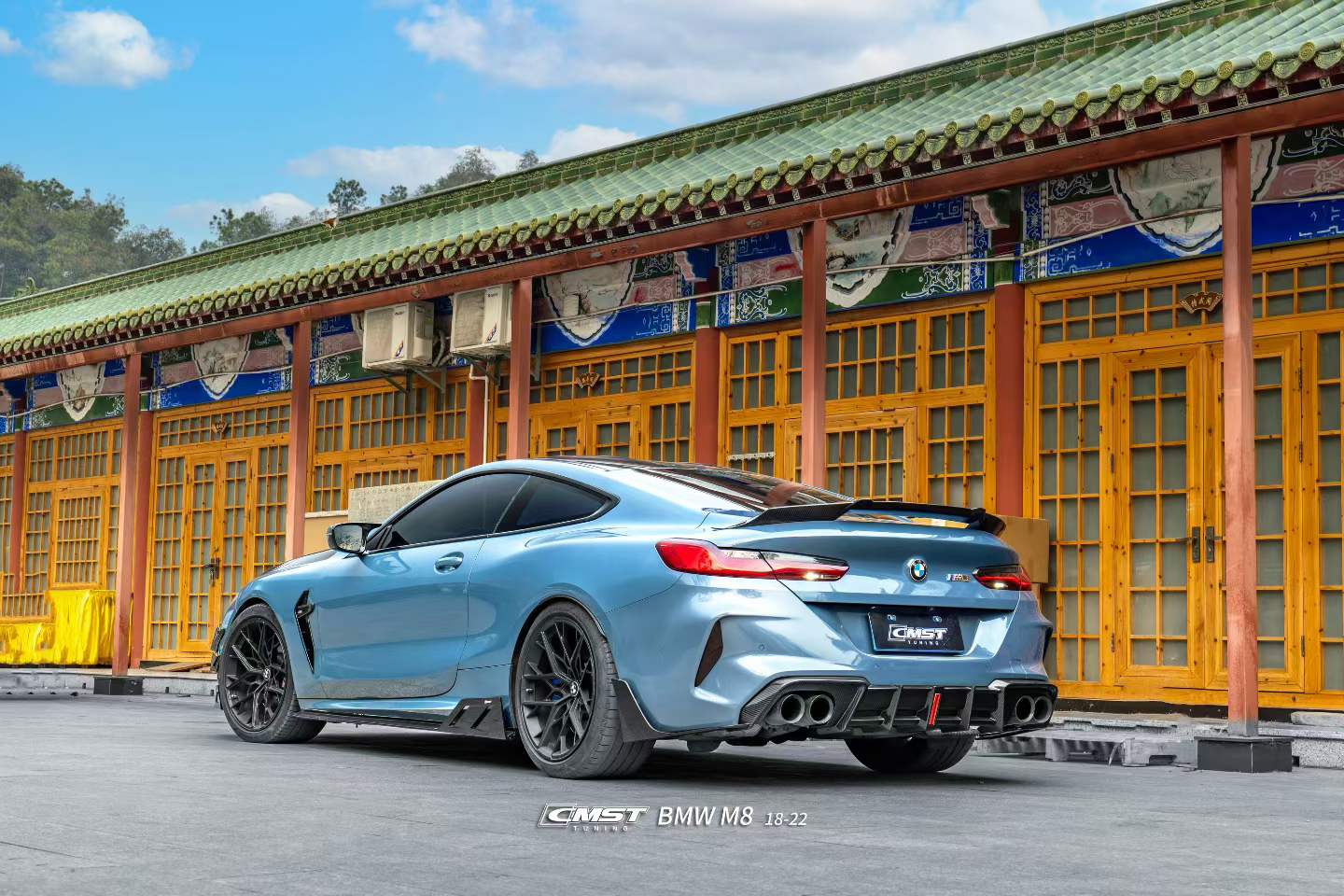 BMW M8 M8C F91 F92 F93 2019-ON with Aftermarket Parts - Rear Diffuser & Canards Dry Pre-preg Carbon Fiber / FRP from CMST Tuning