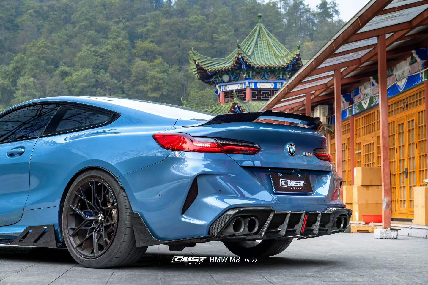 BMW M8 M8C F91 F92 F93 2019-ON with Aftermarket Parts - Rear Diffuser & Canards Dry Pre-preg Carbon Fiber / FRP from CMST Tuning
