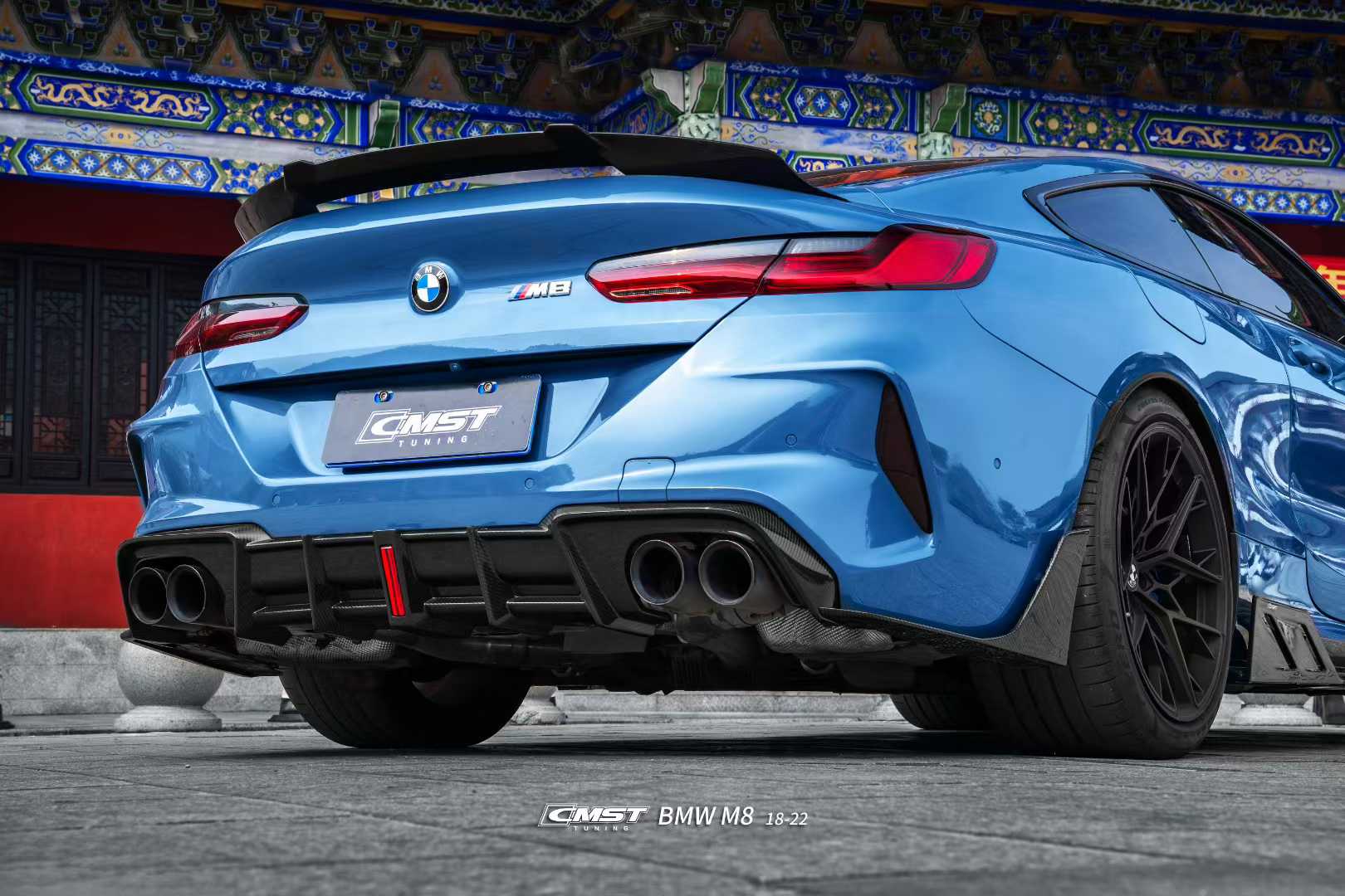 BMW M8 M8C F91 F92 F93 2019-ON with Aftermarket Parts - Rear Diffuser & Canards Dry Pre-preg Carbon Fiber / FRP from CMST Tuning