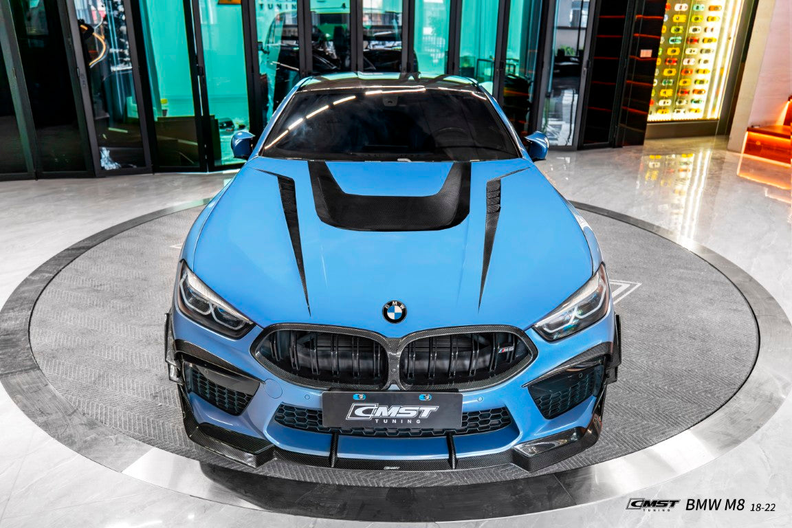 BMW M8 M8C F91 F92 F93 2019-ON with Aftermarket Parts - Front Bumper Canards Dry Pre-preg Carbon Fiber / FRP from CMST Tuning