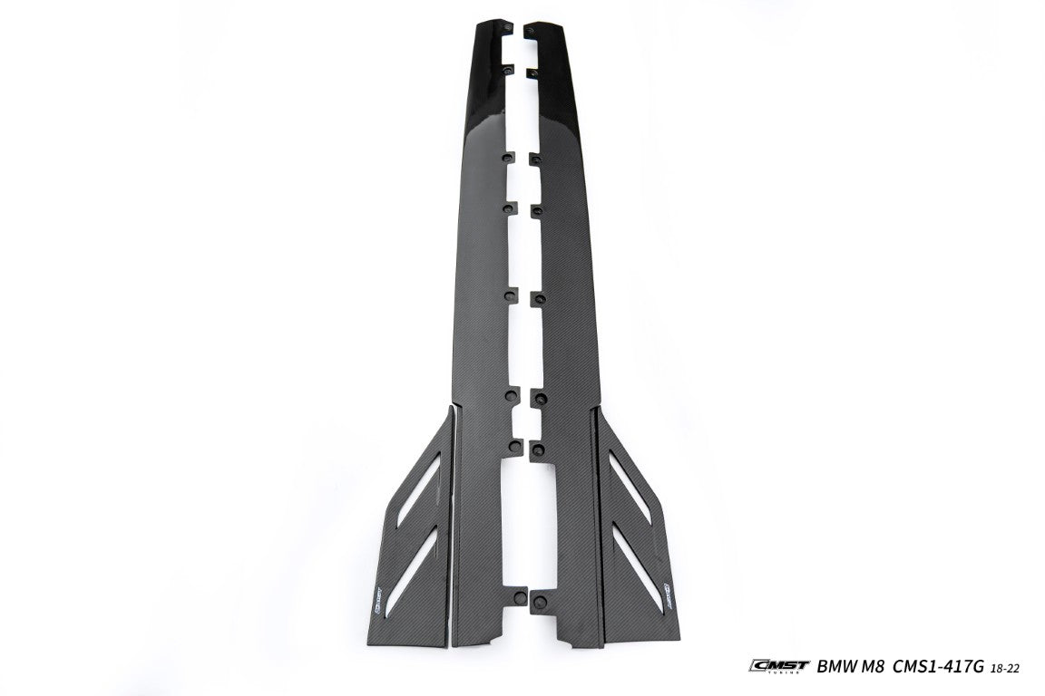 BMW M8 M8C F92 F93 2019-ON with Aftermarket Parts - Side Skirts Dry Pre-preg Carbon Fiber / FRP from CMST Tuning