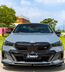 BMW i5 xDrive40 / eDrive40 (with M-package bumper, does not fit base mode) / M60 G60 G61 2024-ON &amp; 5 Series 540i xDrive / 530i xDrive / 530i (with M-package bumper, does not fit base model) / 550e xDrive G60 G61 2024-ON with Aftermarket Parts - Front Lip Dry Pre-preg Carbon Fiber / FRP