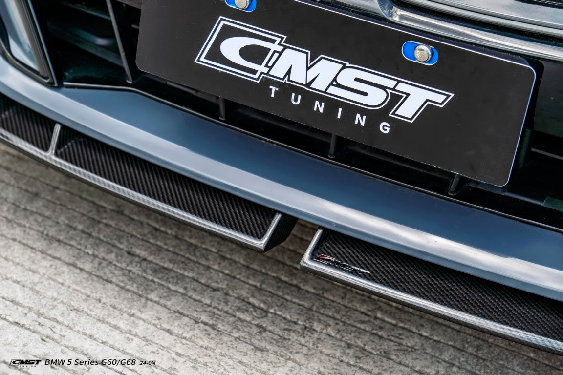 BMW i5 xDrive40 / eDrive40 (with M-package bumper, does not fit base mode) / M60 G60 G61 2024-ON &amp; 5 Series 540i xDrive / 530i xDrive / 530i (with M-package bumper, does not fit base model) / 550e xDrive G60 G61 2024-ON with Aftermarket Parts - Front Lip Dry Pre-preg Carbon Fiber / FRP