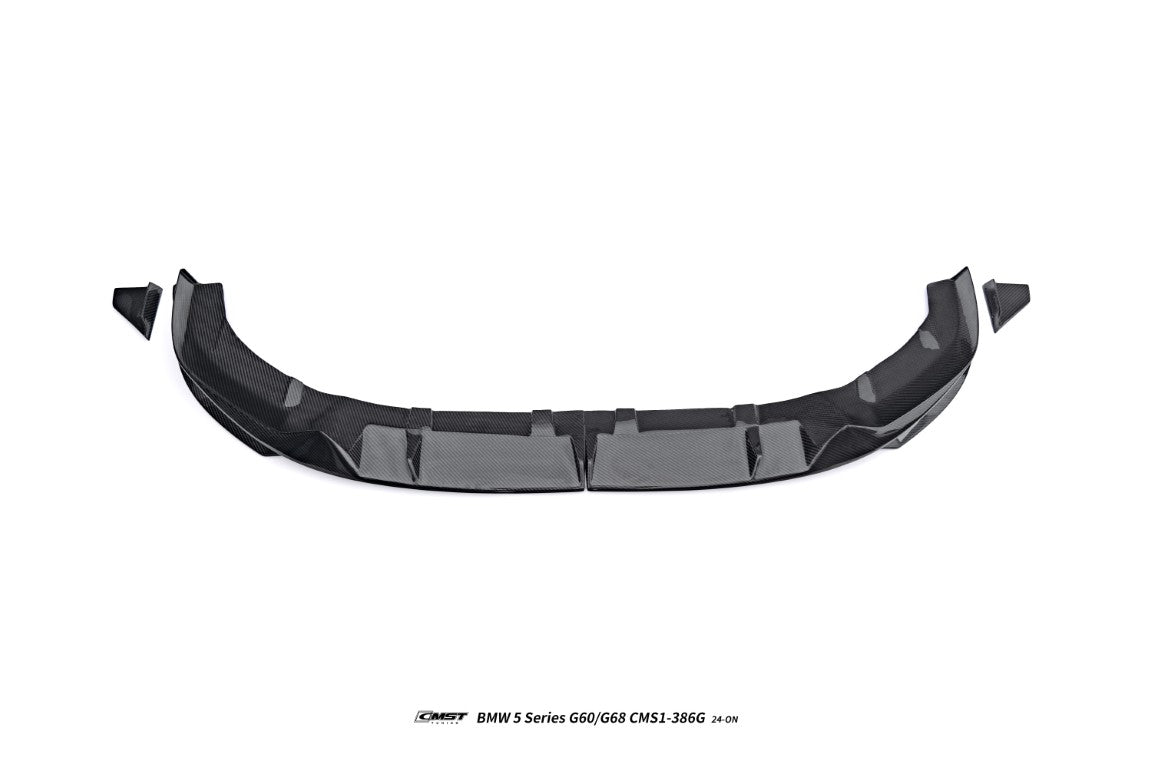 BMW i5 xDrive40 / eDrive40 (with M-package bumper, does not fit base mode) / M60 G60 G61 2024-ON &amp; 5 Series 540i xDrive / 530i xDrive / 530i (with M-package bumper, does not fit base model) / 550e xDrive G60 G61 2024-ON with Aftermarket Parts - Front Lip Dry Pre-preg Carbon Fiber / FRP
