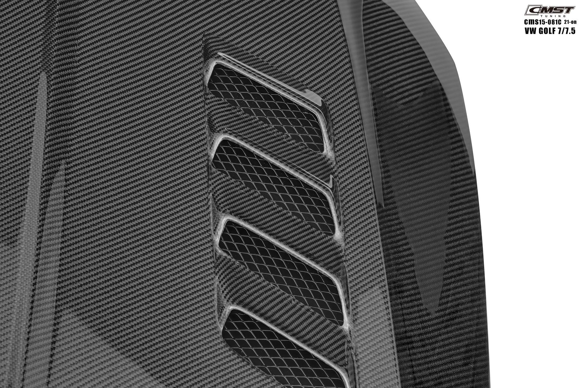 Volkswagen Golf R GTI Base MK7 MK7.5 2015-2021 with Aftermarket Parts - V3 Clearview Glass Style Hood Bonnet Carbon Fiber / FRP from CMST Tuning