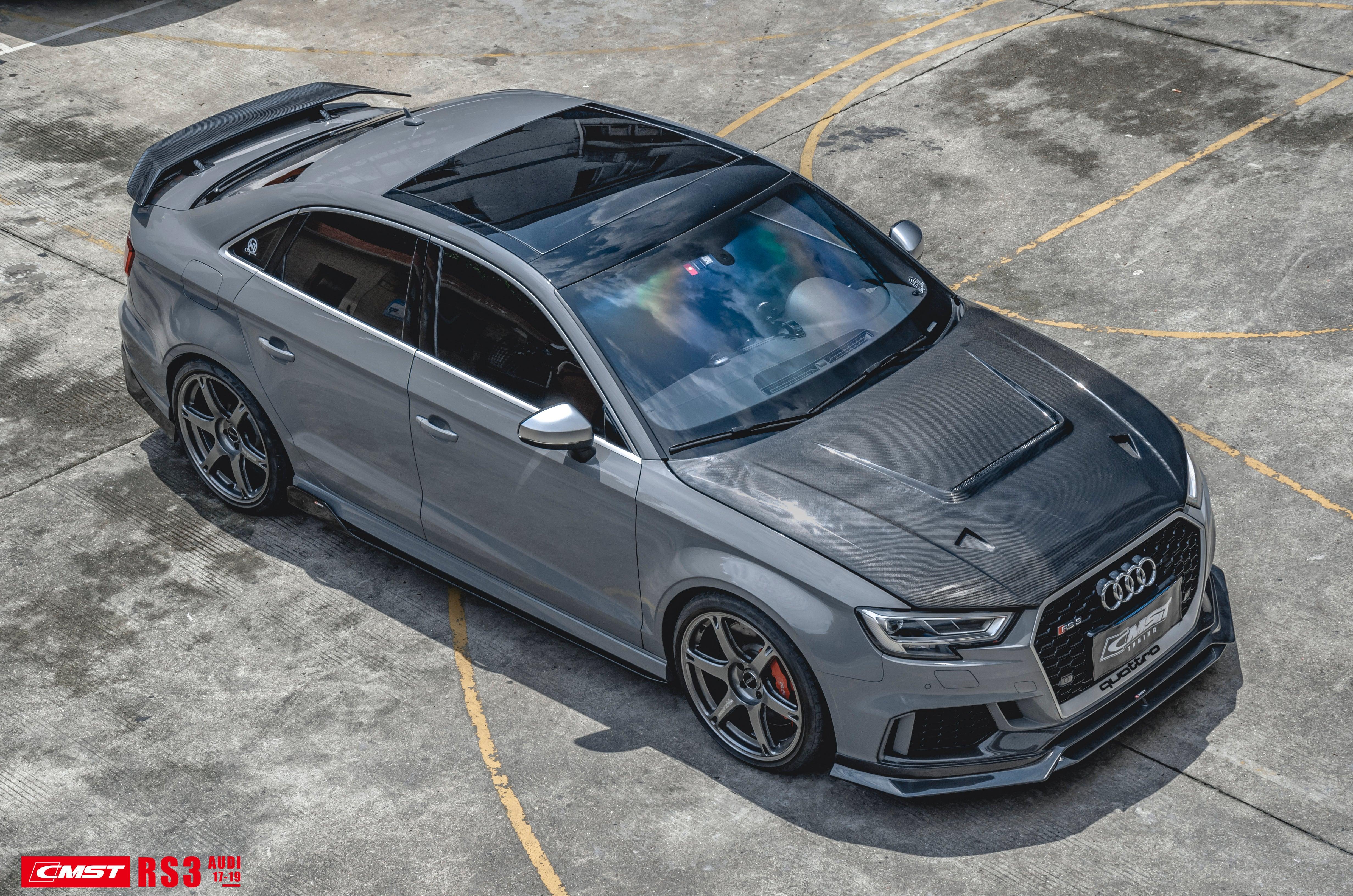 Audi RS3 S3 A3 8V / 8V.5 2014 2015 2016 2017 2018 2019 2020 with Aftermarket Parts - V4 Hood Bonnet Carbon Fiber / FRP from  CMST Tuning