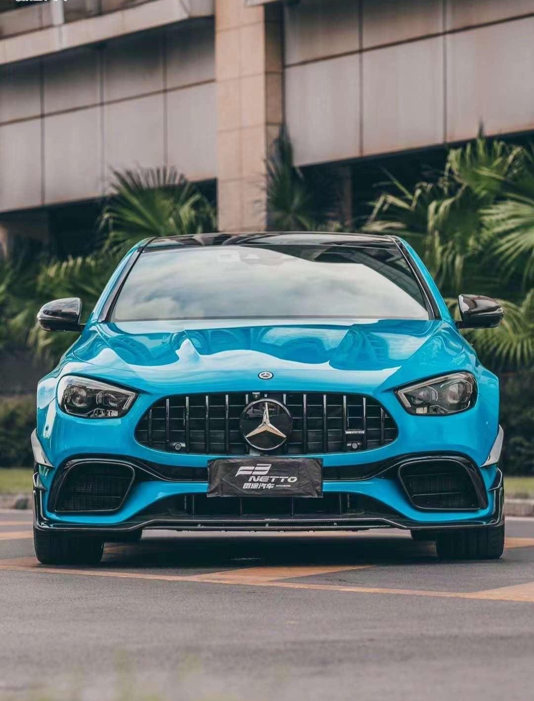 Mercedes Benz E-Class E63S E63 W213 2021-2023 with Aftermarket Parts - Pre-preg Carbon Fiber FRP Front Lip Splitter from CMST Tuning