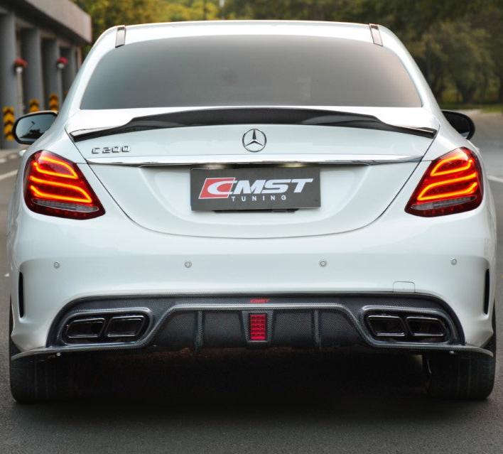 Mercedes Benz C-Class C63S C63 AMG C43 C450 C300 W205 2015-2018 (C300 requires sport package bumper) with Aftermarket Parts - Rear Diffuser Carbon Fiber / FRP from CMST Tuning
