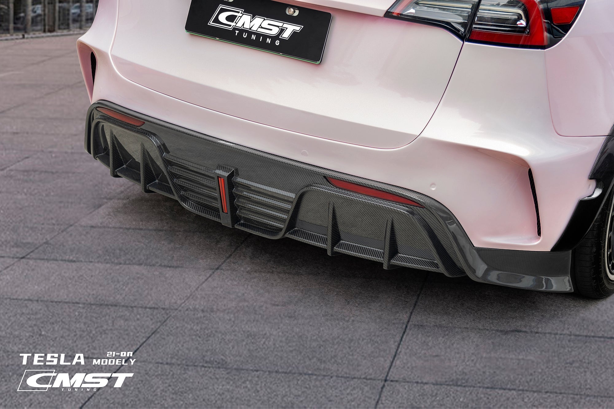 Upgrade Your Tesla Model Y Performance AWD Long Range RWD Standard 2020-ON with Aftermarket Parts - Rear Bumper Carbon Fiber / FRP from CMST Tuning