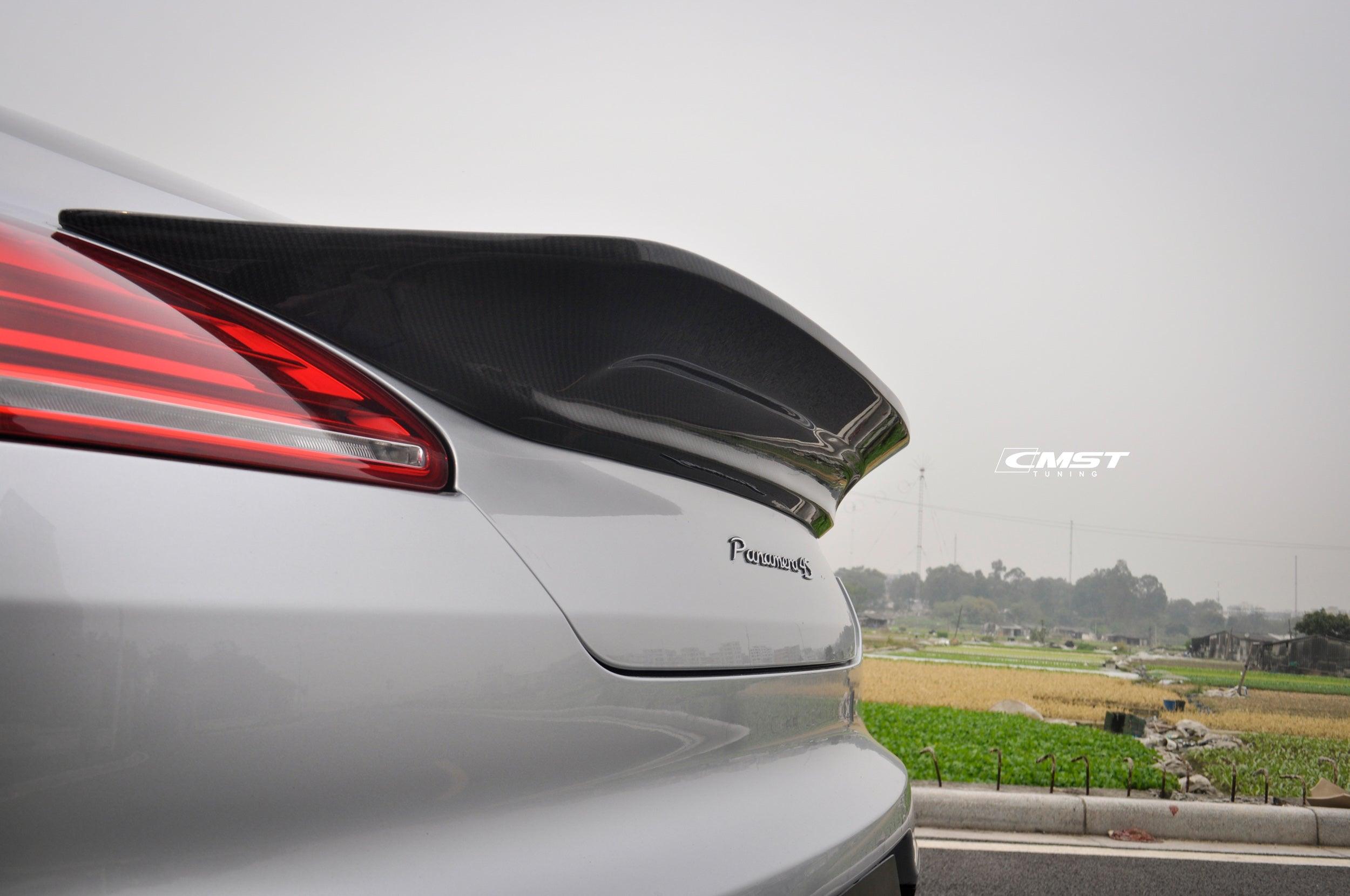 Porsche Panamera 970 970.1 970.2 2/4/4S/GTS/Turbo/Turbo S 2010-2016 with Aftermarket Parts - Vacuumed Carbon & FRP Rear Spoiler from CMST Tuning
