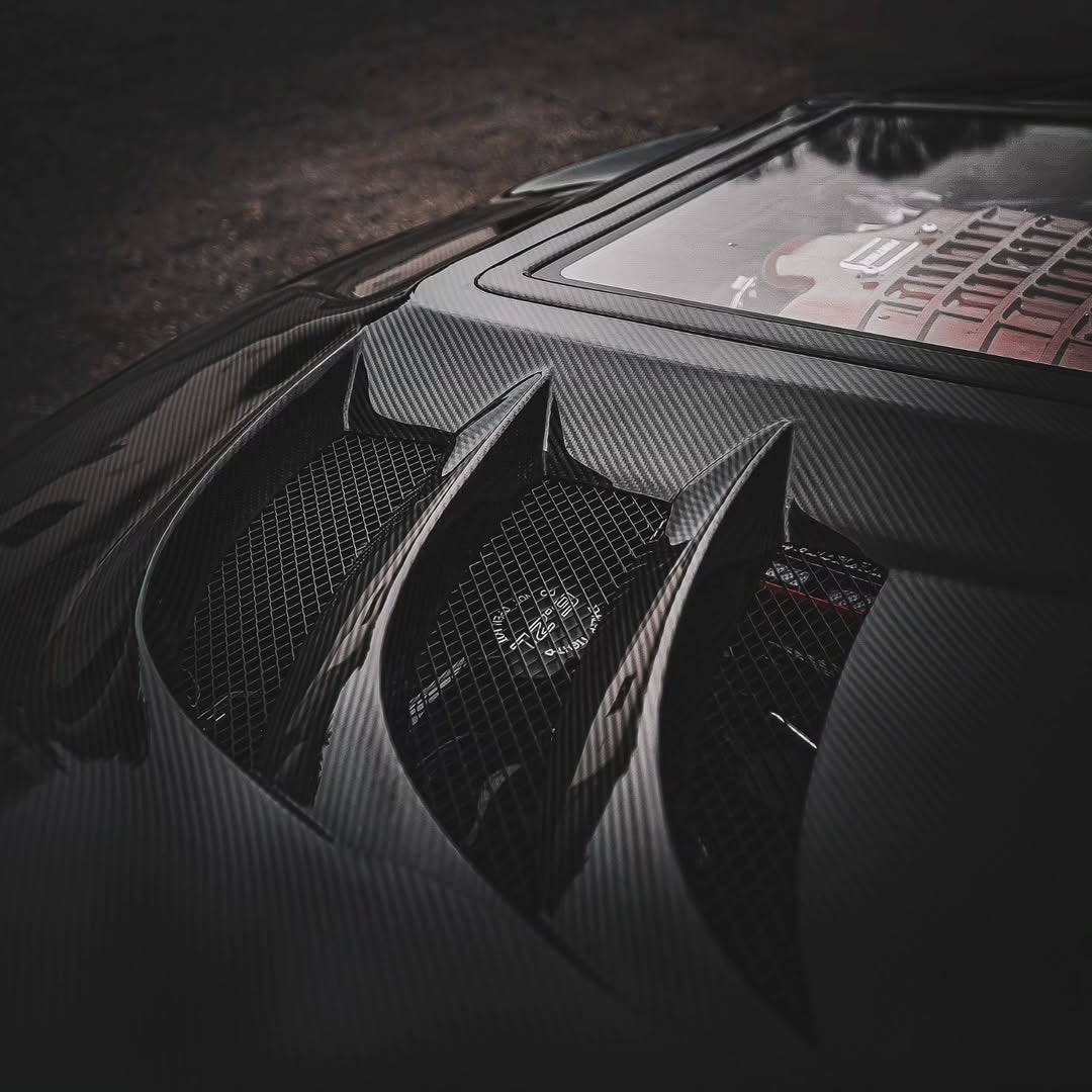 Dodge Charger 2015-2023 with Aftermarket Parts - V3 Clearview Glass Style Hood Bonnet Carbon Fiber / FRP from CMST Tuning