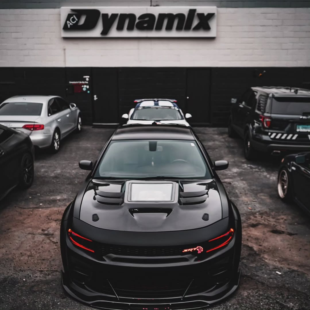 Dodge Charger 2015-2023 with Aftermarket Parts - V3 Clearview Glass Style Hood Bonnet Carbon Fiber / FRP from CMST Tuning