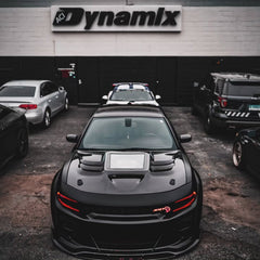 Dodge Charger 2015-2023 with Aftermarket Parts - V3 Clearview Glass Style Hood Bonnet Carbon Fiber / FRP from CMST Tuning