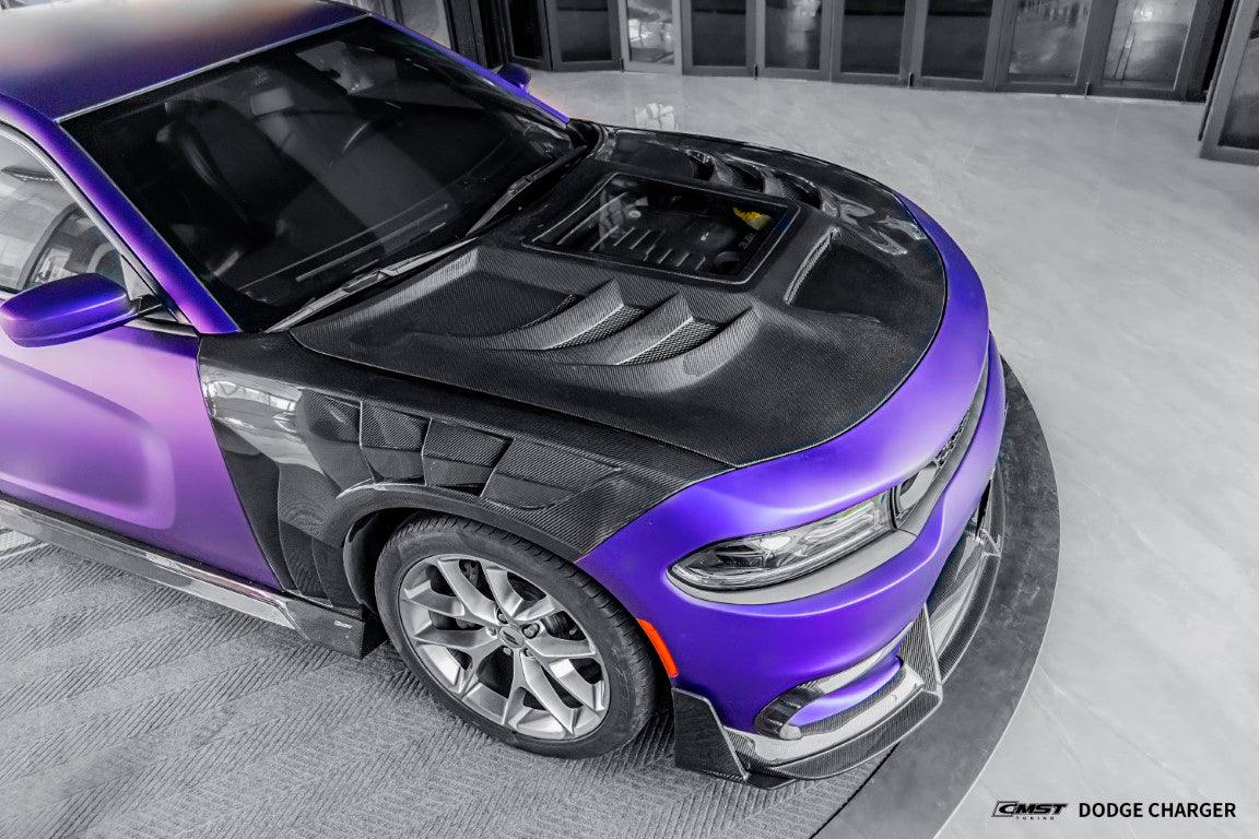 Dodge Charger 2015 Scat Pack & 2016 Scat Pack, Hellcat & 2017 R/T, Daytona, Scat Pack, Hellcat & 2018 GT, R/T, Daytona, Scat Pack, Hellcatwith & 2019 GT, R/T, Scat Pack, Hellcat & 2020 GT, R/T, Scat Pack, Hellcat & 2021 GT, R/T, Scat Pack & 2022-2023 GT, R/T, Scat Pack Non-widebody Aftermarket Parts - Front Lip Carbon Fiber from CMST Tuning