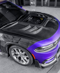 Dodge Charger 2015-2023 with CMST Tuning's Aftermarket Parts - Carbon Fiber Hood Bonnet V3 Style