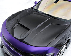 Dodge Charger 2015 2016 2017 2018 2019 2020 2021 2022 2023 with Aftermarket Parts - V1 Style Hood Bonnet Carbon Fiber from CMST Tuning