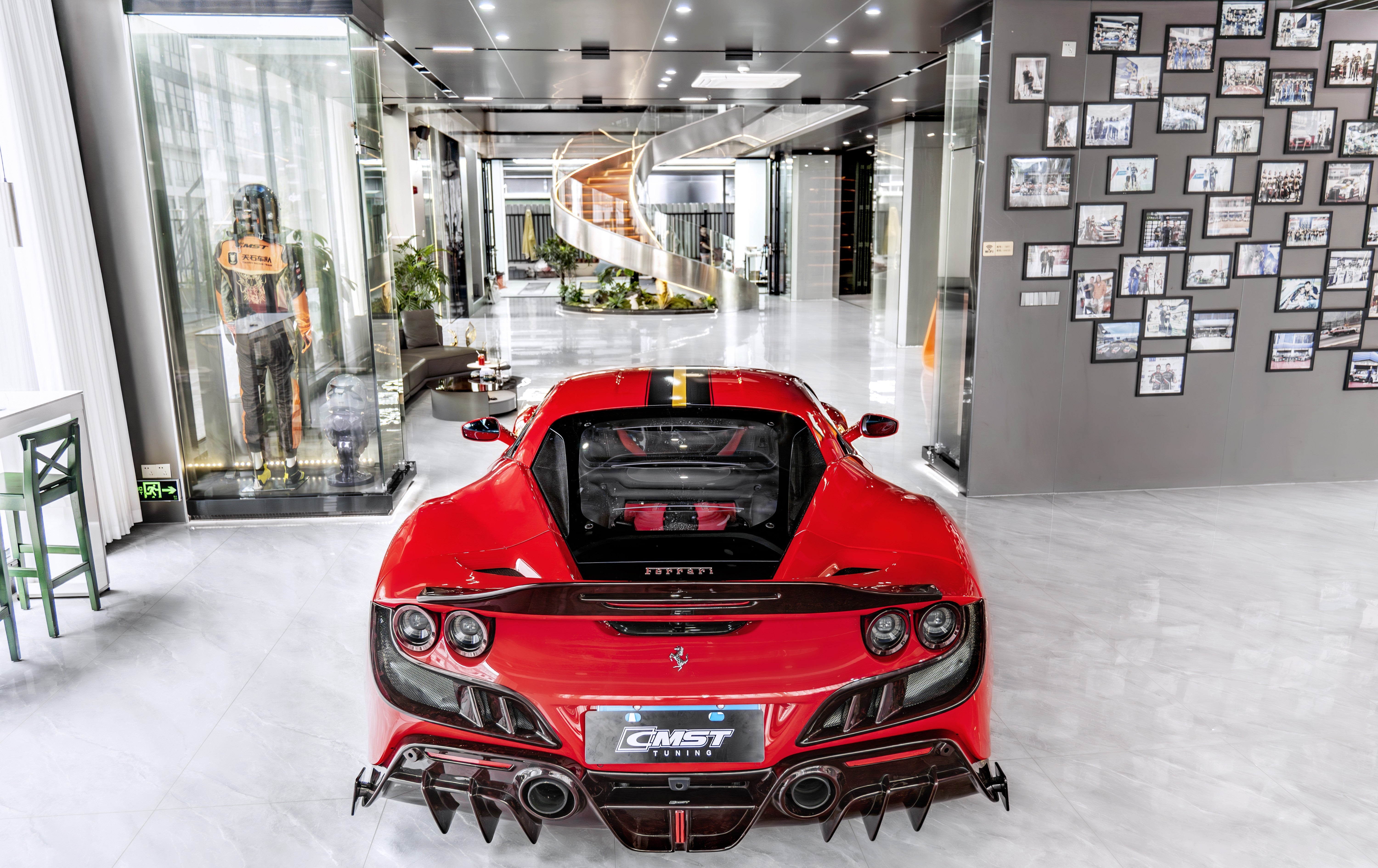 Ferrari F8 Tributo F8 Spider 2020 2021 2022 2023 with Aftermarket Parts - Rear Spoiler Dry Pre-preg Carbon Fiber / FRP from CMST Tuning