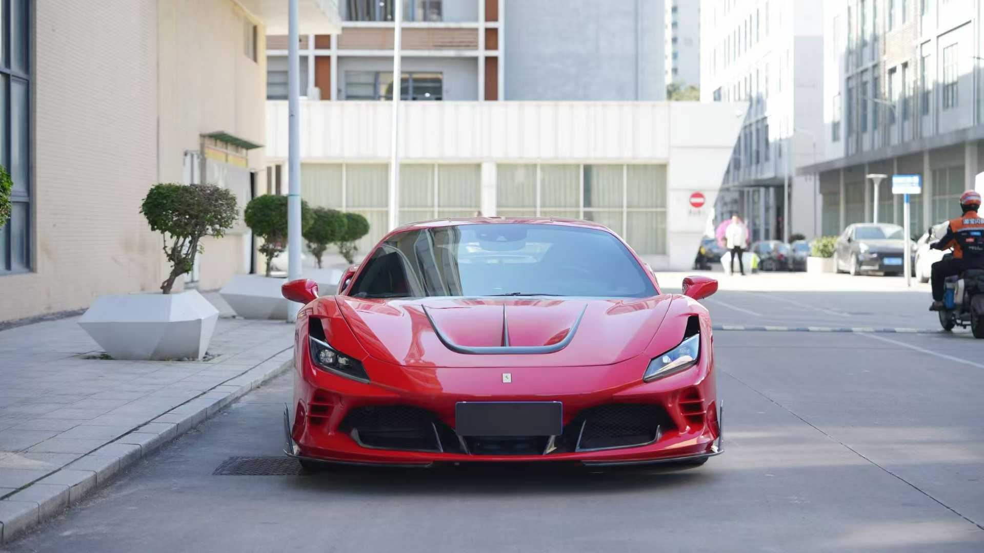 Ferrari F8 Tributo F8 Spider 2020 2021 2022 2023 with Aftermarket Parts - Front Lip Dry Pre-preg Carbon Fiber / FRP from CMST Tuning