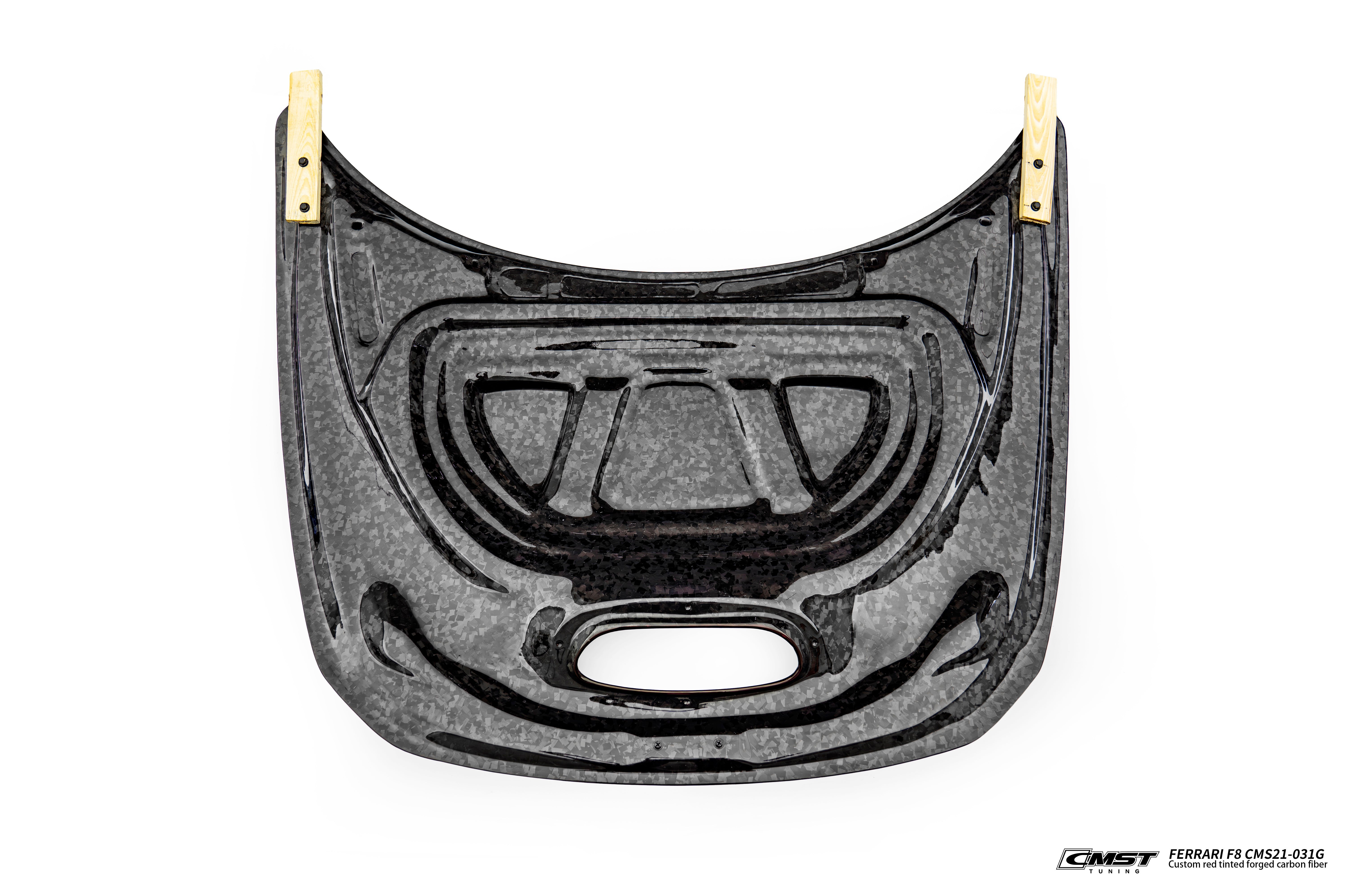 Ferrari F8 Tributo & Spider 2020 2021 2022 2023 with Aftermarket Parts - Hood Dry Pre-preg Carbon Fiber / FRP from CMST Tuning