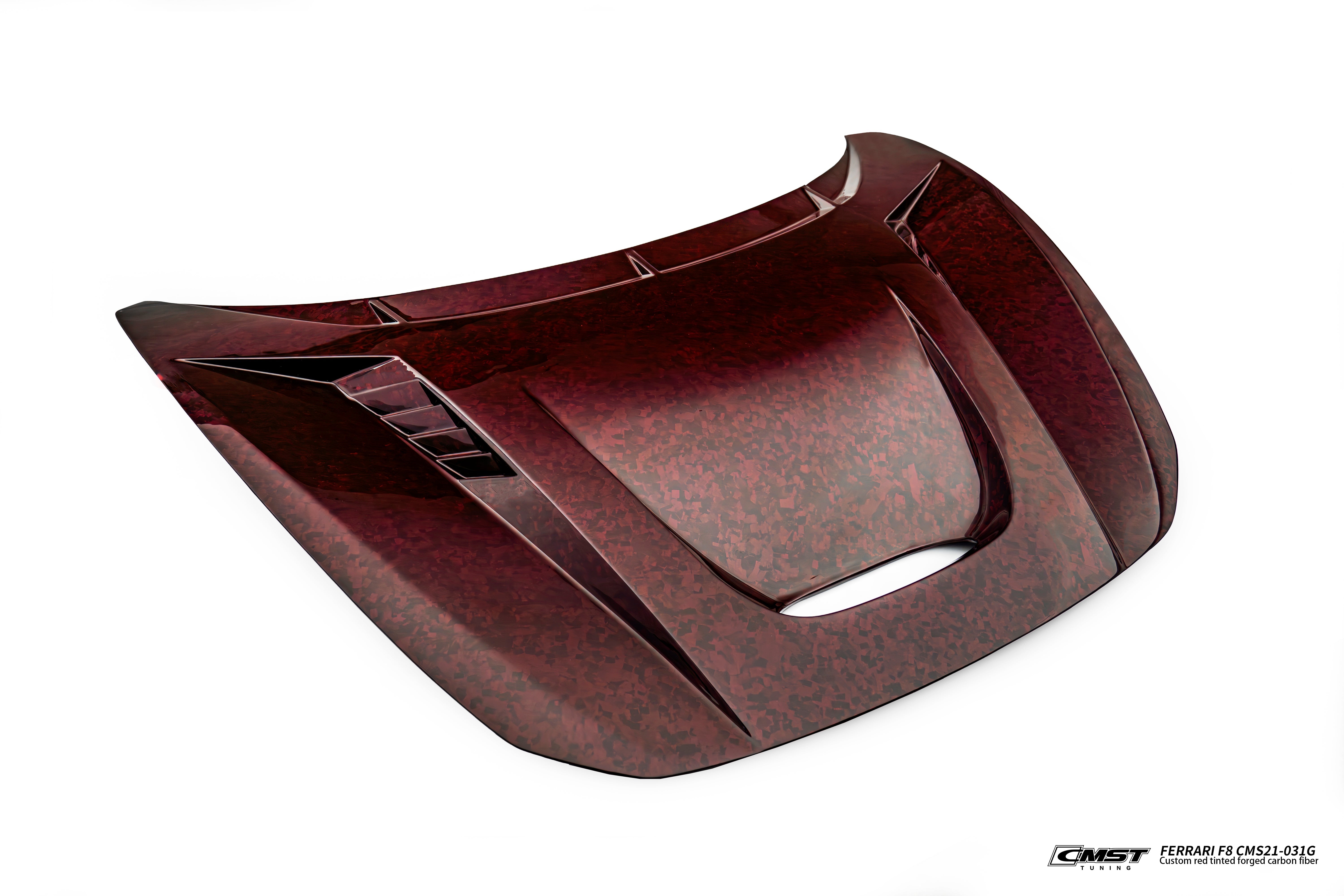 Ferrari F8 Tributo & Spider 2020 2021 2022 2023 with Aftermarket Parts - Hood Dry Pre-preg Carbon Fiber / FRP from CMST Tuning