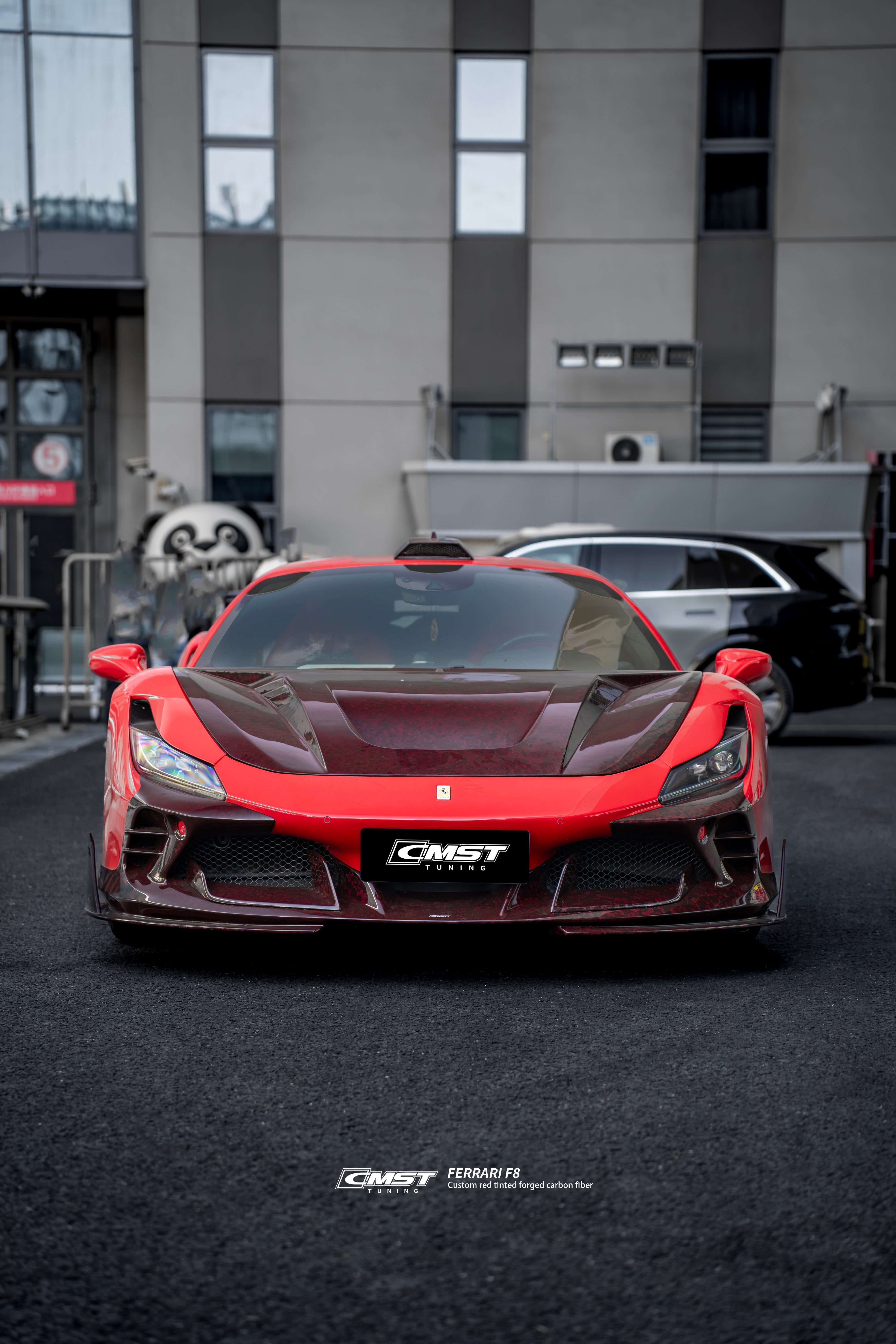 Ferrari F8 Tributo & Spider 2020 2021 2022 2023 with Aftermarket Parts - Roof Scoop Dry Pre-preg Carbon Fiber / FRP from CMST Tuning