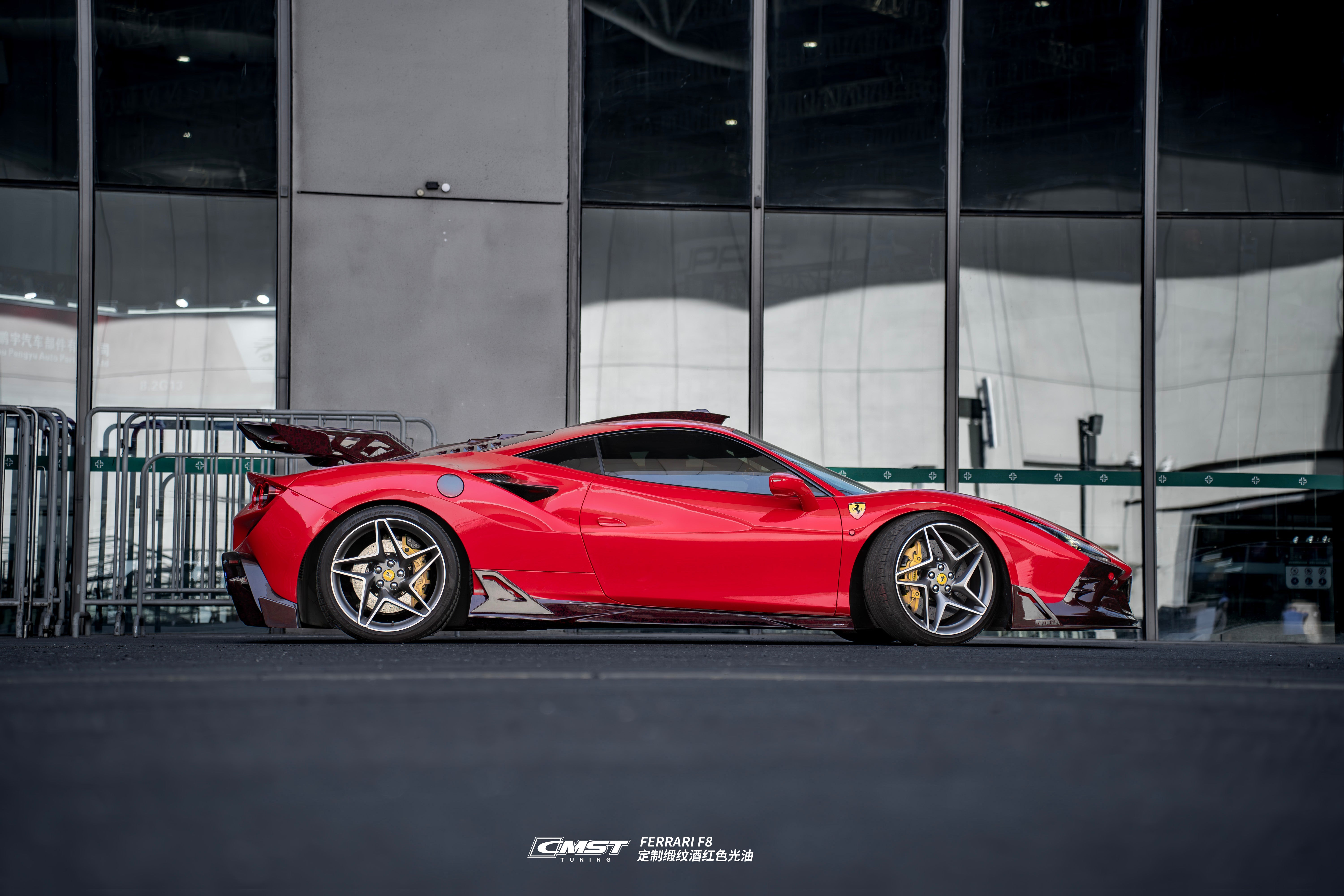 Ferrari F8 Tributo & Spider 2020 2021 2022 2023 with Aftermarket Parts - Roof Scoop Dry Pre-preg Carbon Fiber / FRP from CMST Tuning