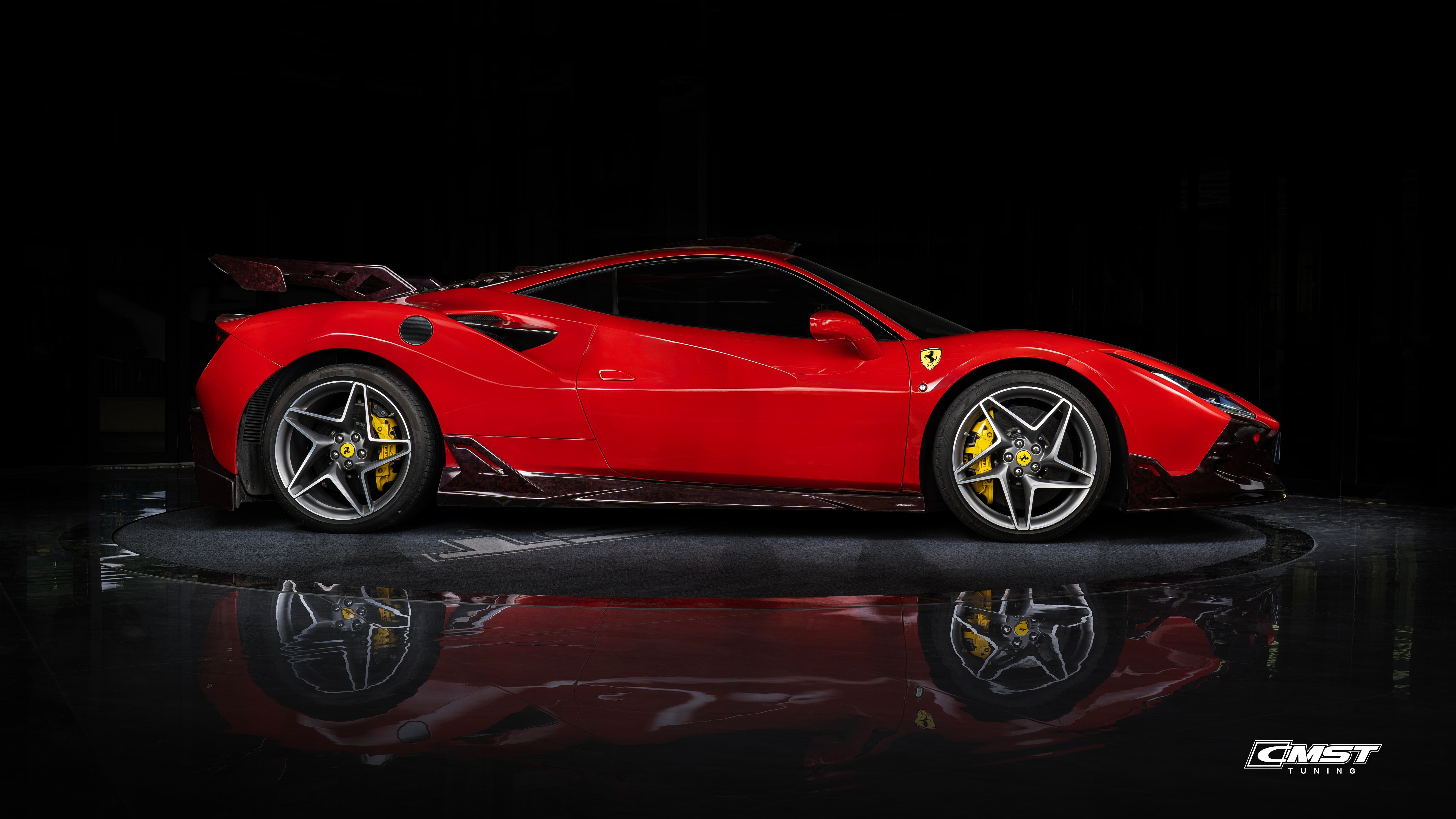 Ferrari F8 Tributo F8 Spider 2020 2021 2022 2023 with Aftermarket Parts - Side Skirts Dry Pre-preg Carbon Fiber / FRP from CMST Tuning