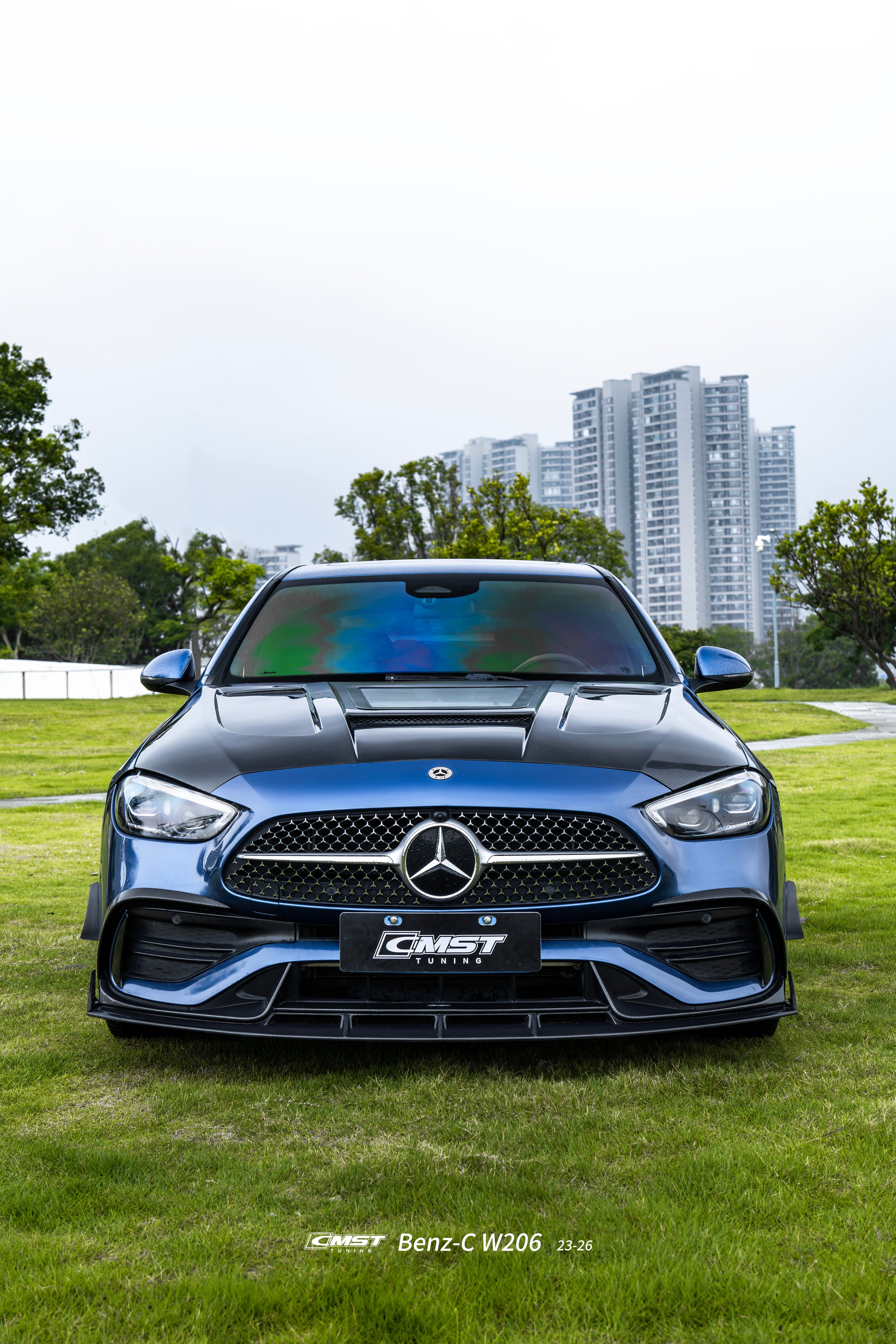 Mercedes Benz C-Class C43 AMG C300 (with sport-package bumper) W206 S206 2021-ON with Aftermarket Parts - Front Canards Carbon Fiber / FRP from CMST Tuning