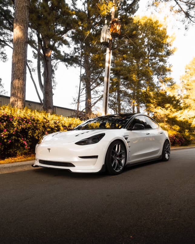 Tesla Model 3 Performance Long Range Standard Base 2017-2023 with Aftermarket Parts - Front Fenders Carbon Fiber / FRP from CMST Tuning
