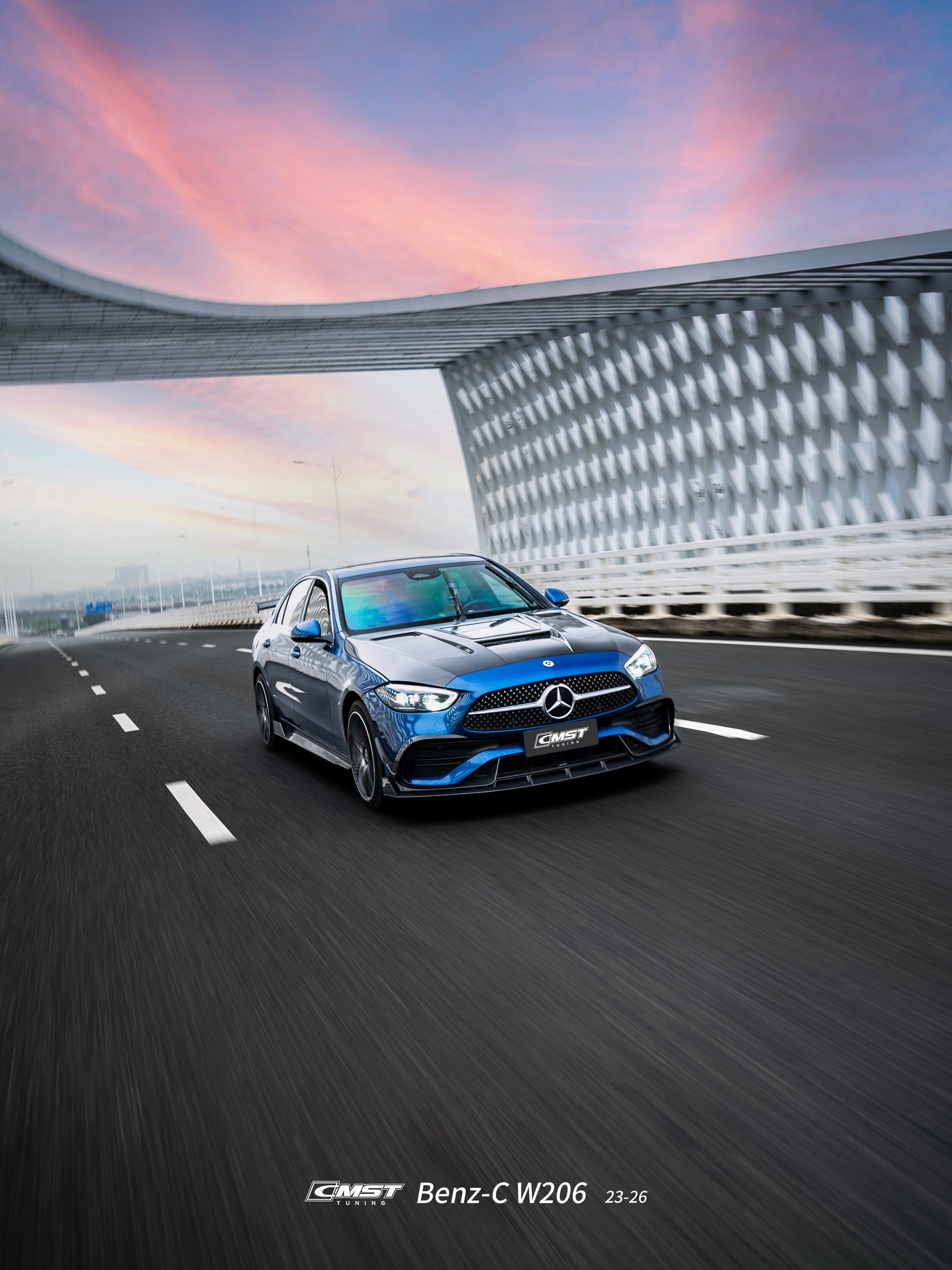 Mercedes Benz C-Class C43 AMG C300 (with sport-package bumper) W206 S206 2021-ON with Aftermarket Parts - Front Lip Carbon Fiber / FRP from CMST Tuning