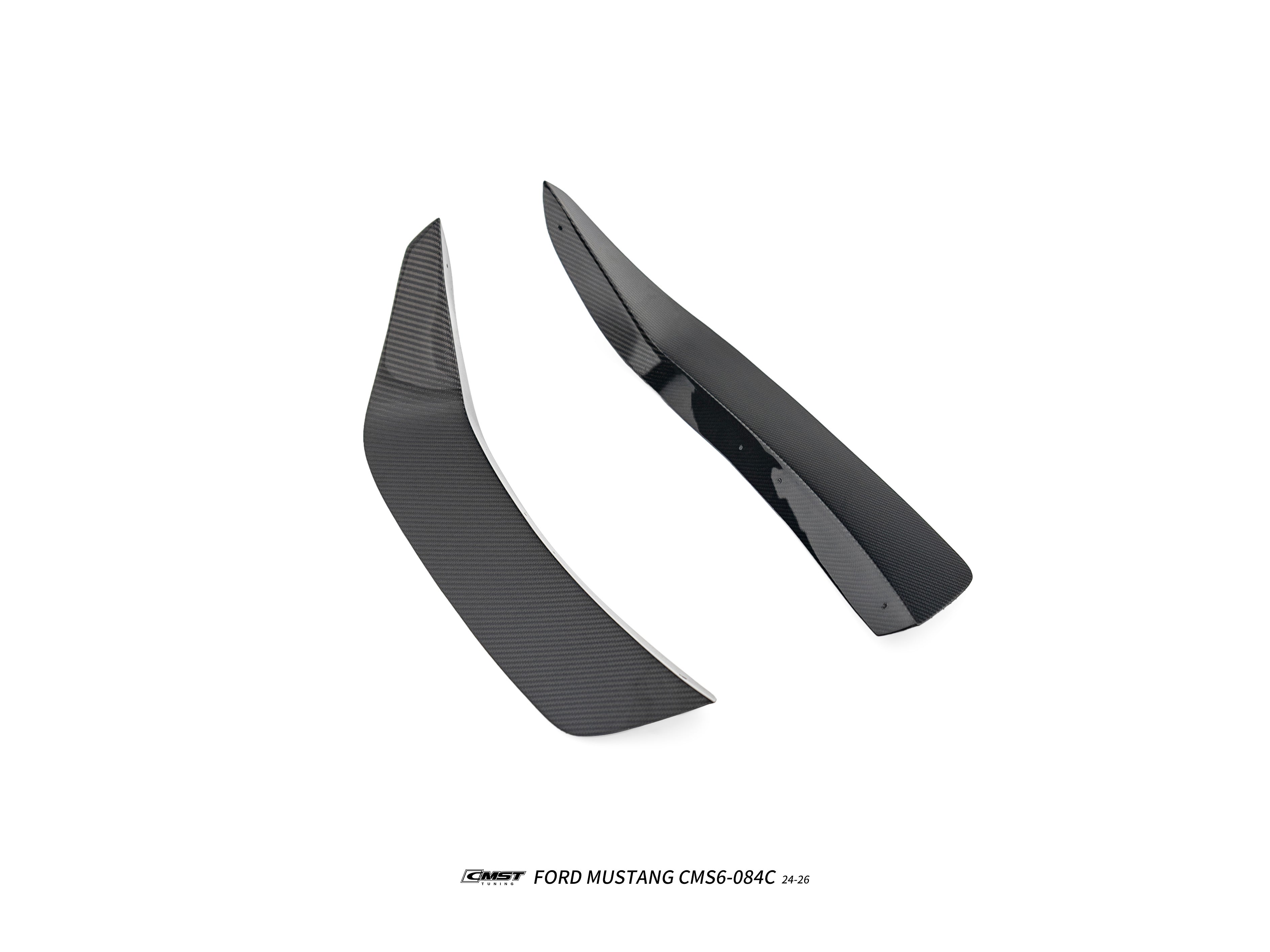 Ford Mustang S650 2.3 Ecoboost 5.0 GT Dark Horse 2024-ON with Aftermarket Parts - GTD Style Front Bumper Canards Carbon Fiber / FRP from CMST Tuning