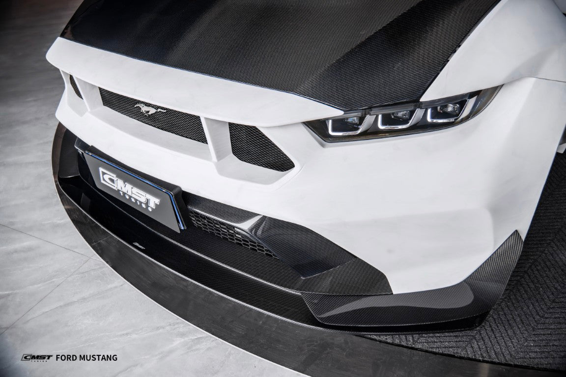 Ford Mustang S650 2.3 Ecoboost 5.0 GT Dark Horse 2024-ON with Aftermarket Parts - GTD Style Front Bumper & Lip Carbon Fiber / FRP from CMST Tuning
