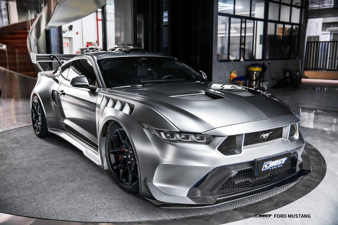 Ford Mustang S650 2.3 Ecoboost 5.0 GT Dark Horse 2024-ON with Aftermarket Parts - GTD Style Front Bumper Canards Carbon Fiber / FRP from CMST Tuning