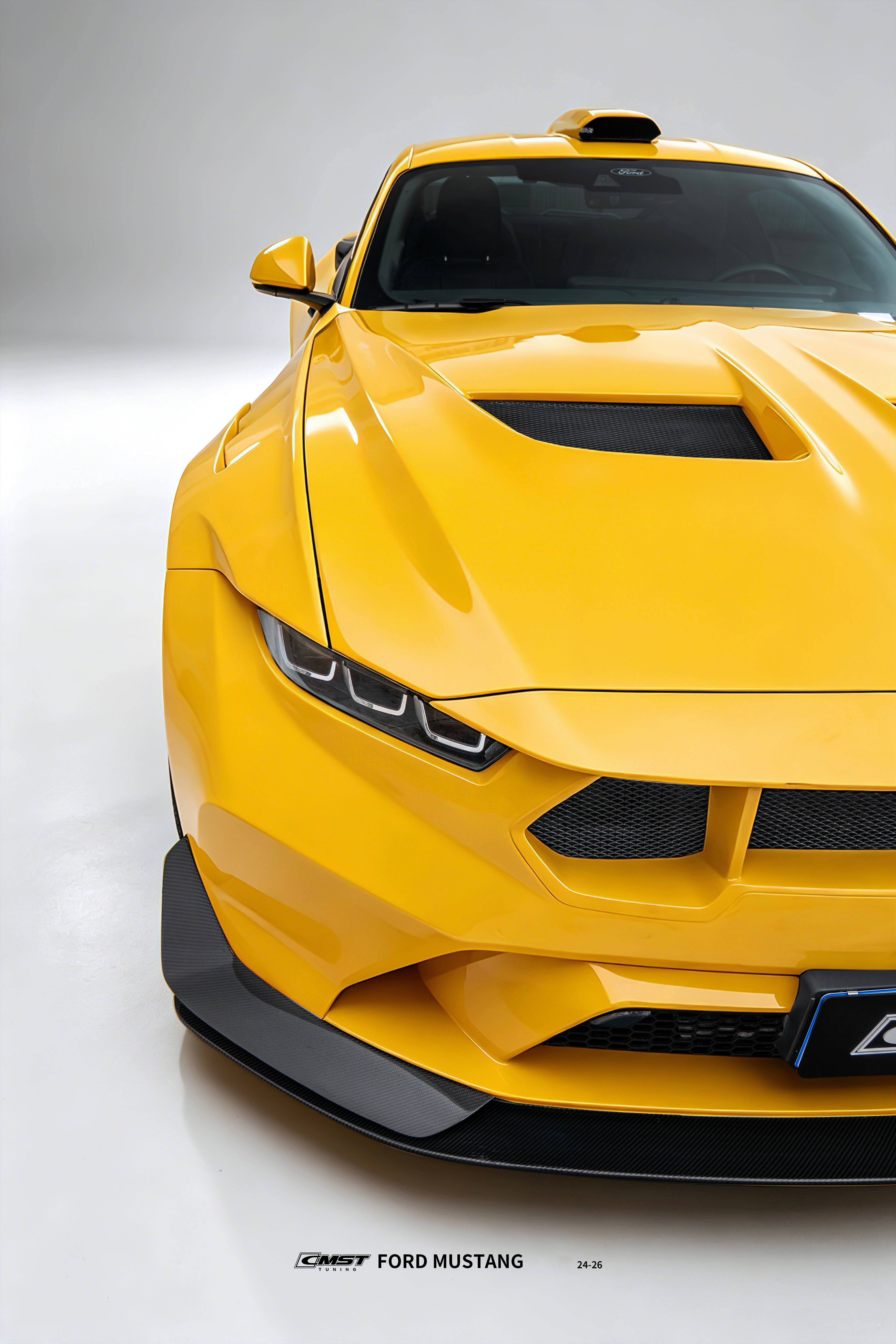 Ford Mustang S650 2.3 Ecoboost 5.0 GT Dark Horse 2024-ON with Aftermarket Parts - GTD Style Front Bumper & Lip Carbon Fiber / FRP from CMST Tuning